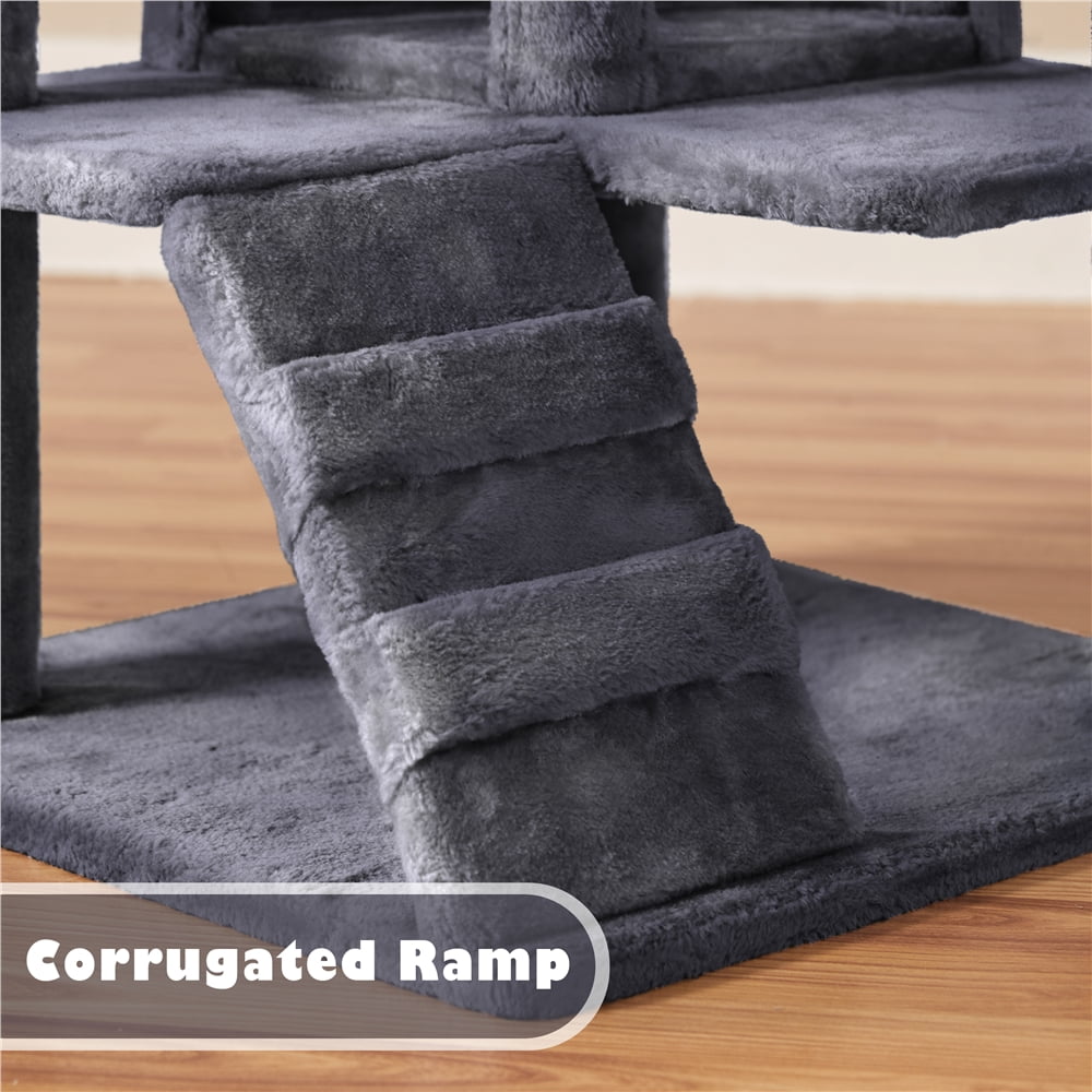 Yaheetech Multi-Level Cat Tree with Double Condos and Scratching Posts (Dark Gray, 53.9 in) ftvcx - Image 9
