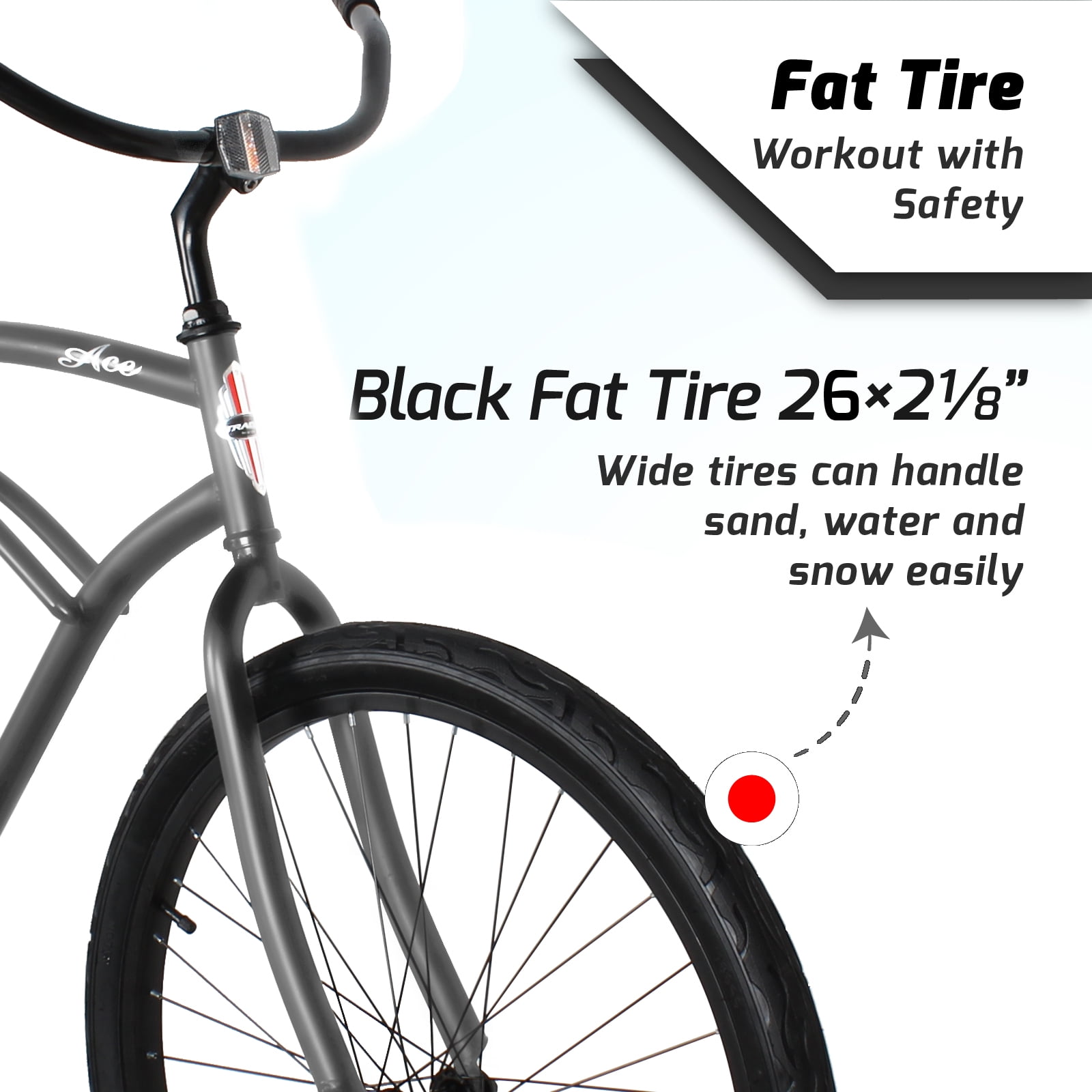 Tracer Bikes 26 in Beach Cruiser Bike, Single Speed, Coaster Brake, Matte Grey (26 in) om15u