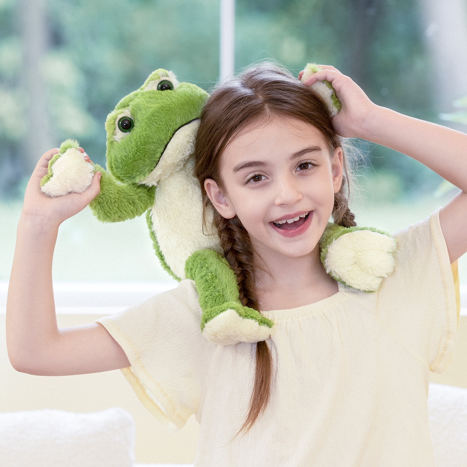 MaoGoLan Plush Frog Stuffed Animal Soft Toy with White Belly (Green, 17 in) ux28u