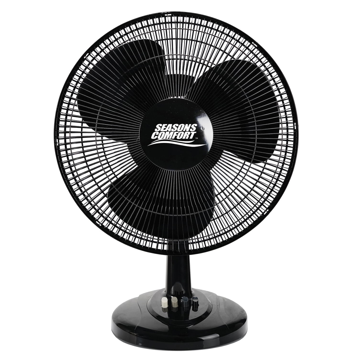 Seasons Comfort 16 Inch Oscillating Tabletop Fan, 3-Speed Quiet Cooling (Black, 21 in H x 16 in W) yy2b0