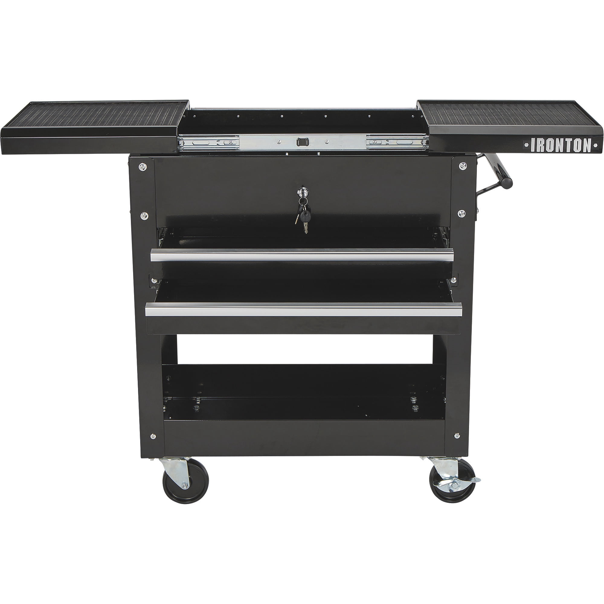 Ironton 2-Drawer Rolling Tool Cart, Heavy-Duty Steel Storage Organizer (Black, 30.5 in. L x 14.5 in. W x 33 in. H) eu6bj