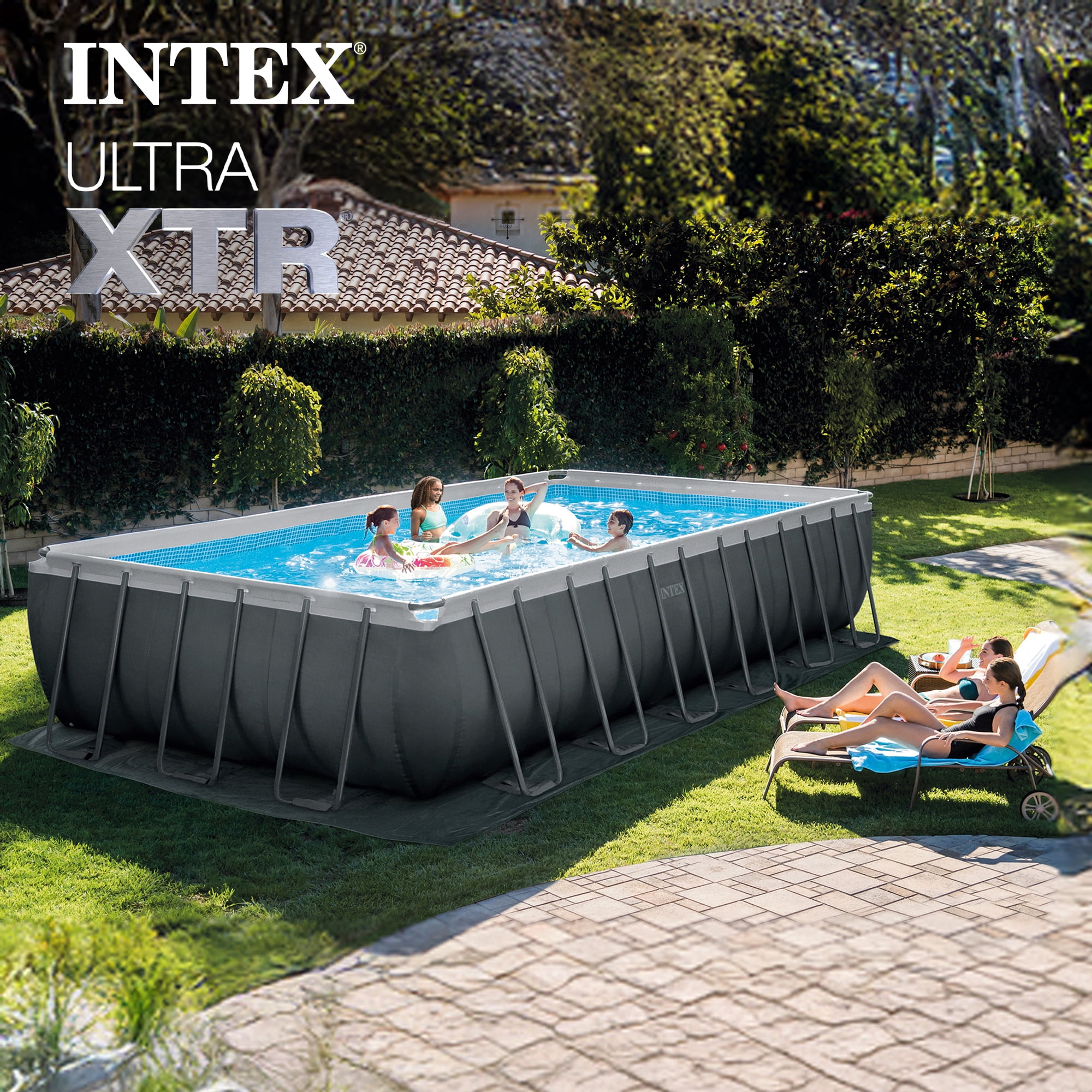 Intex Ultra XTR Above Ground Swimming Pool Set with Sand Filter Pump (Grey, 24 ft x 12 ft x 52 in) 4hk15
