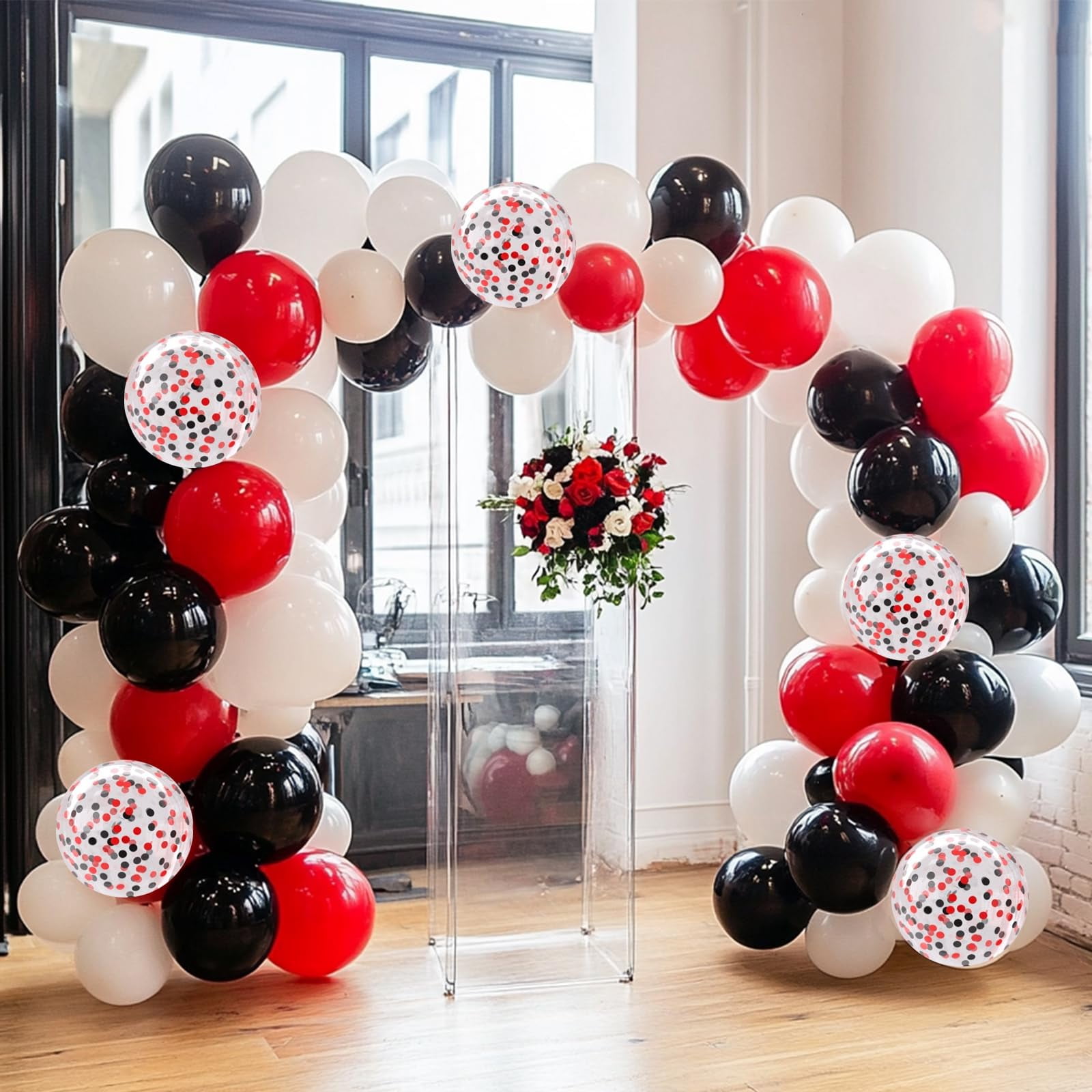 Qiameng Latex Party Balloons Set for Birthday Wedding Graduation Decorations (Red Black White, 50 Pack, 12 in) pv9s7