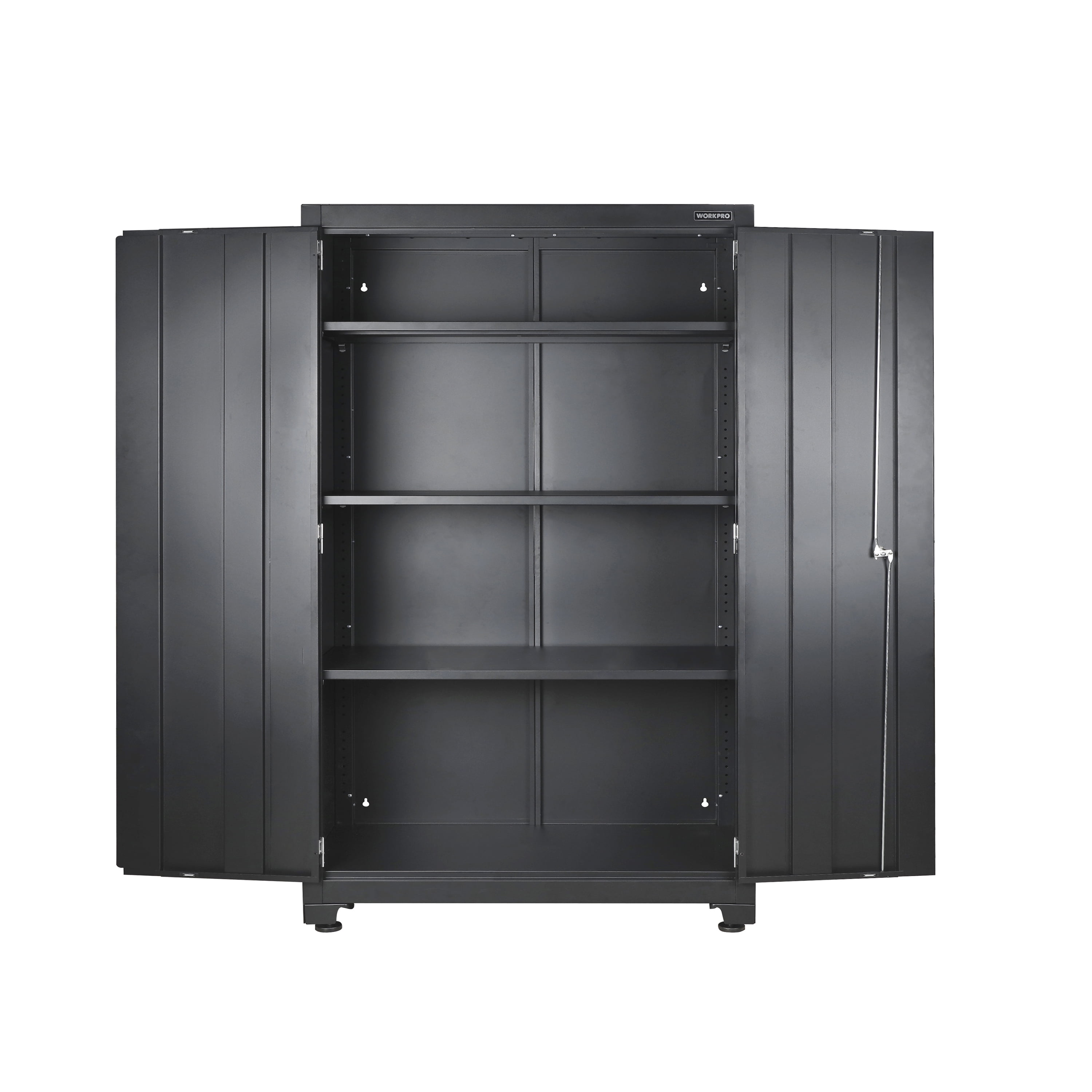 WORKPRO Heavy-Duty Garage Storage Cabinet, Adjustable Shelving Unit with Locking Doors (Black, 48 in. W x 72 in. H x 18 in. D) glwmm