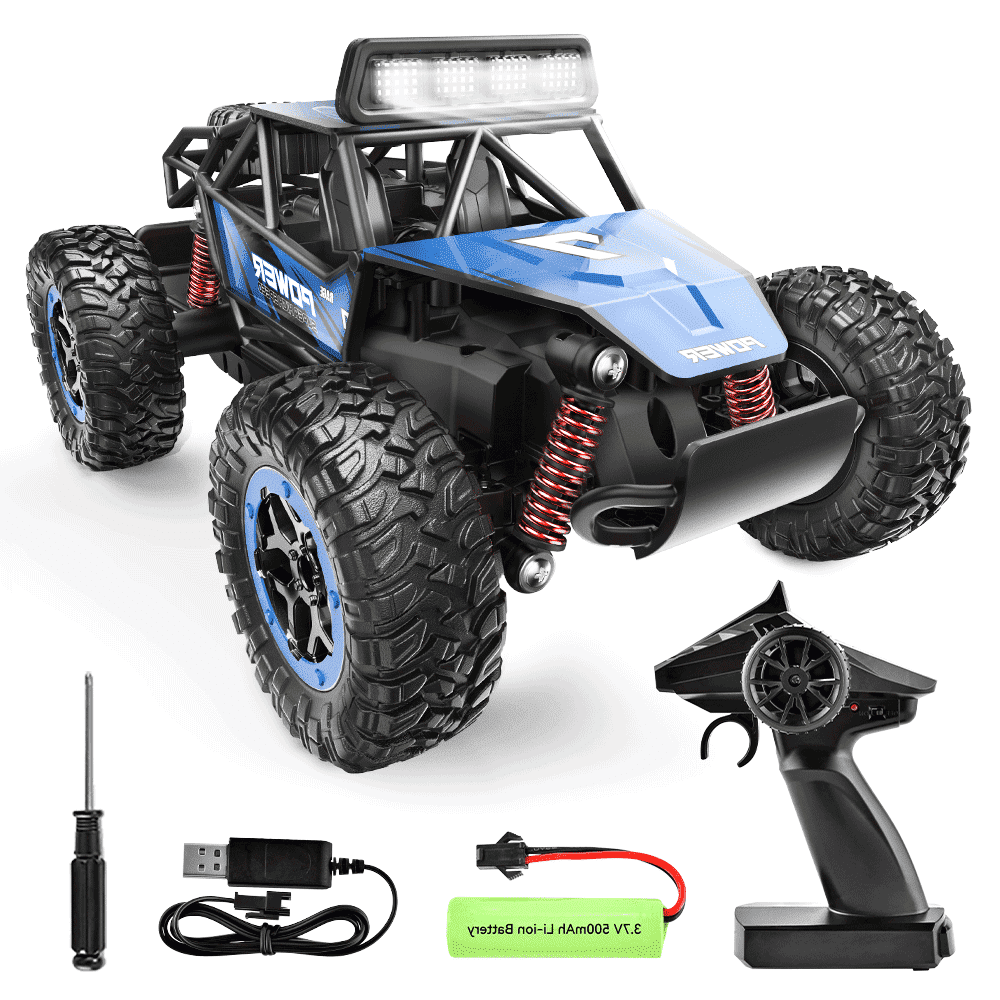 YCFUN Remote Control Monster Truck, All-Terrain RC Car with LED Lights (Blue, 1:20 Scale) jax7p