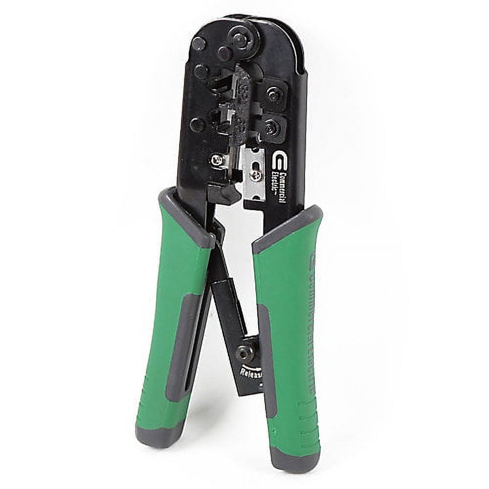 Commercial Electric Ratchet Modular Plug Crimper for RJ-45 RJ-11 RJ-12 Cables (1 Pack) esz0d
