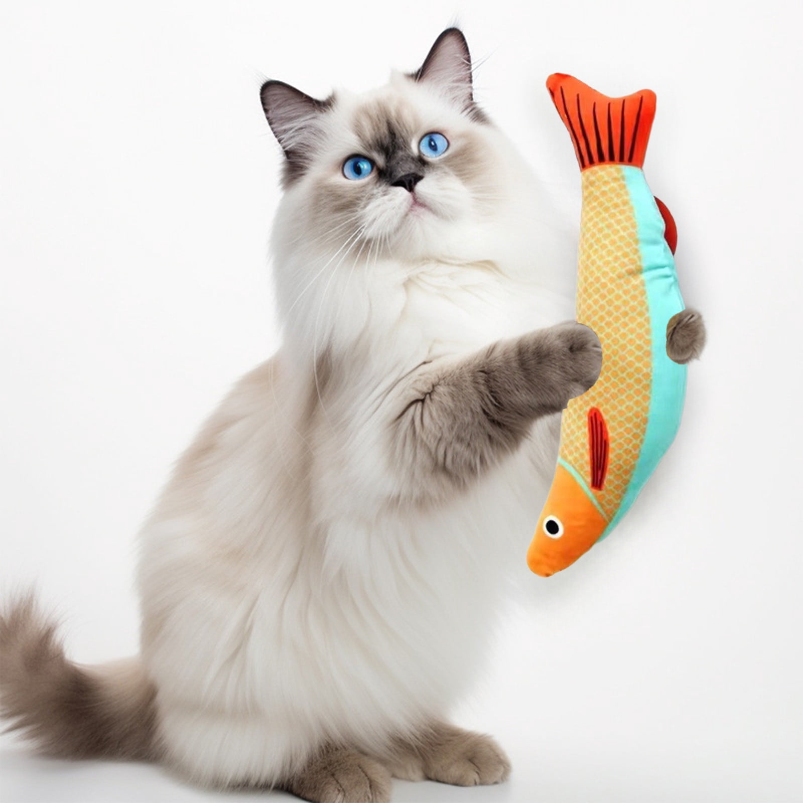 Leodye Catnip Fish Toys, Interactive Soft Plush Chew Toys with Rattle Sound for Indoor Cats (Yellow, 3-Pack) 2i2gt