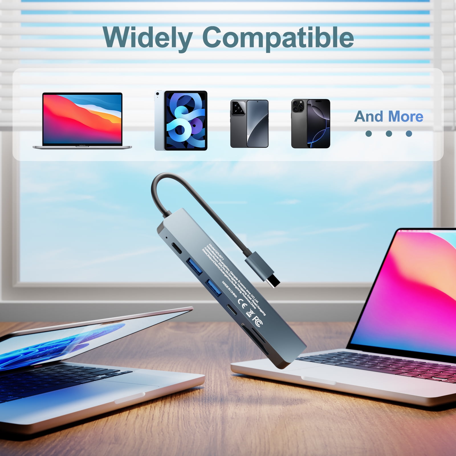 JcBlaon 7-in-1 USB-C Hub Adapter for MacBook with 4K HDTV, 100W PD Charging, USB 3.0 Ports, SD/TF Card Reader & 3.5mm Audio (Space Gray) nt5hn