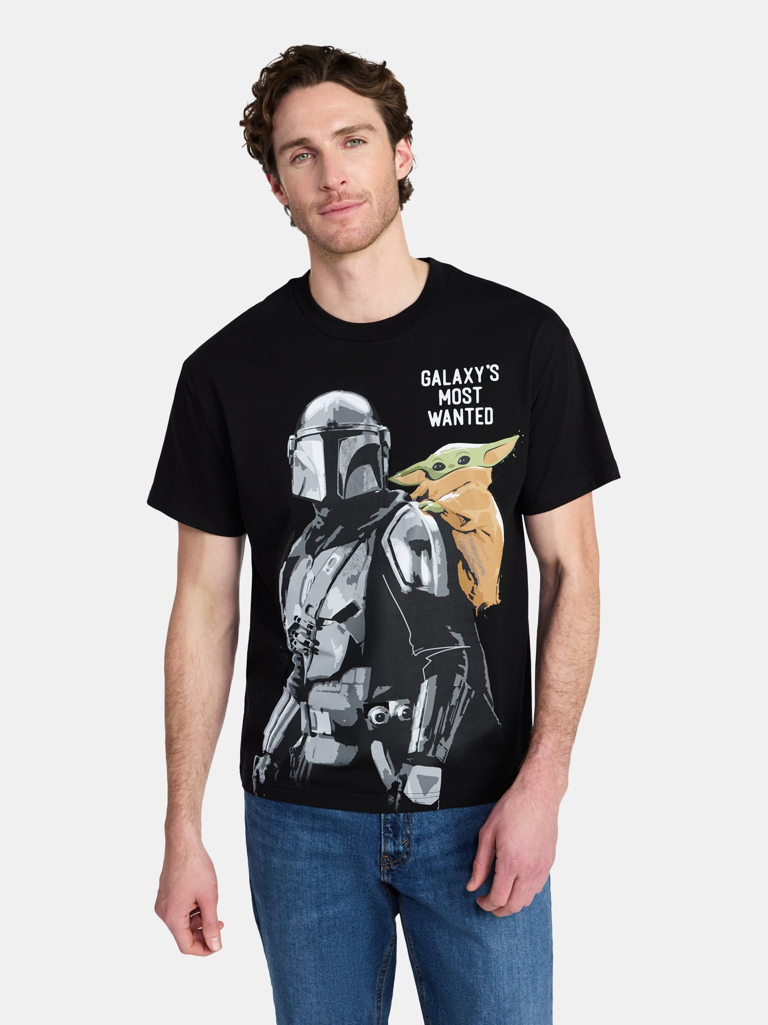 Star Wars The Mandalorian Mando and Grogu Graphic Tee (Black, S-3XL) edhr6