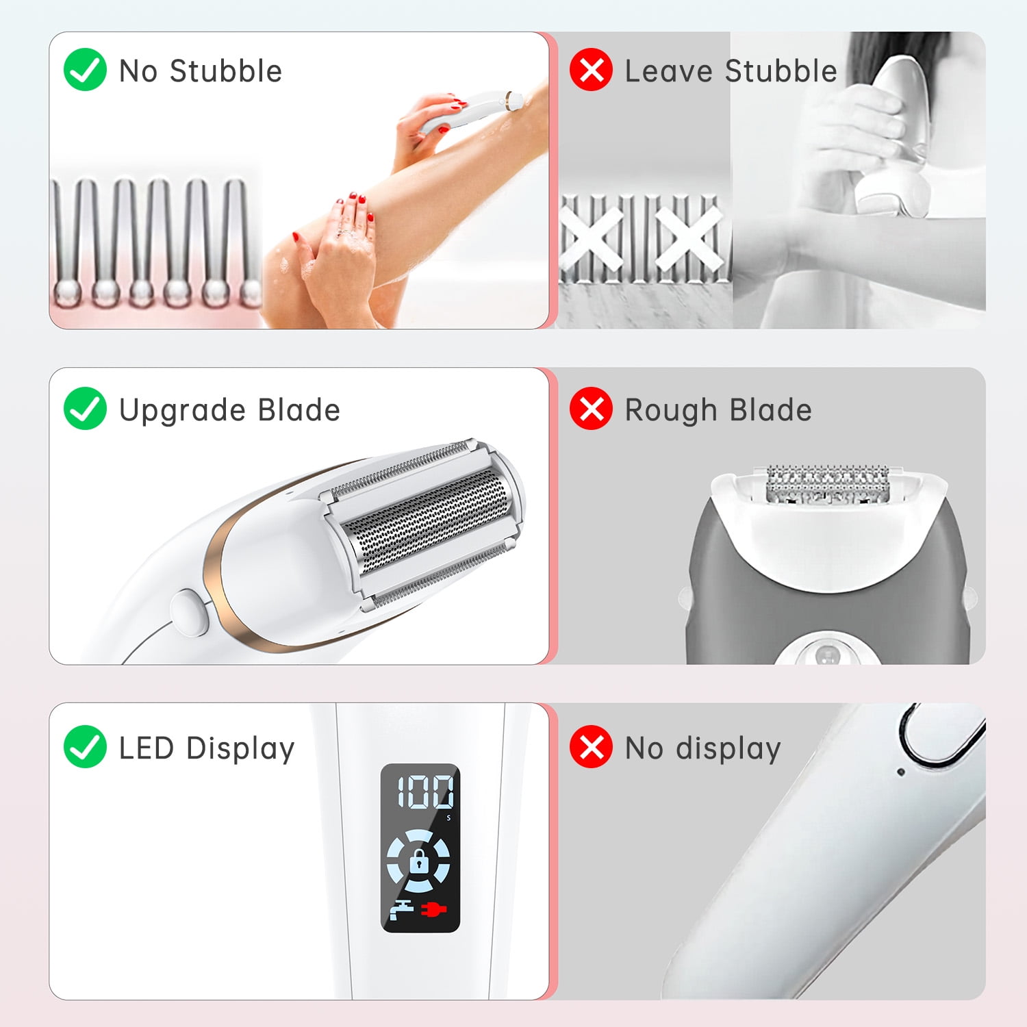 Cshidworld 3-in-1 Electric Razor for Women, Painless Waterproof Hair Remover with LED Display (White, 1 Count) osval