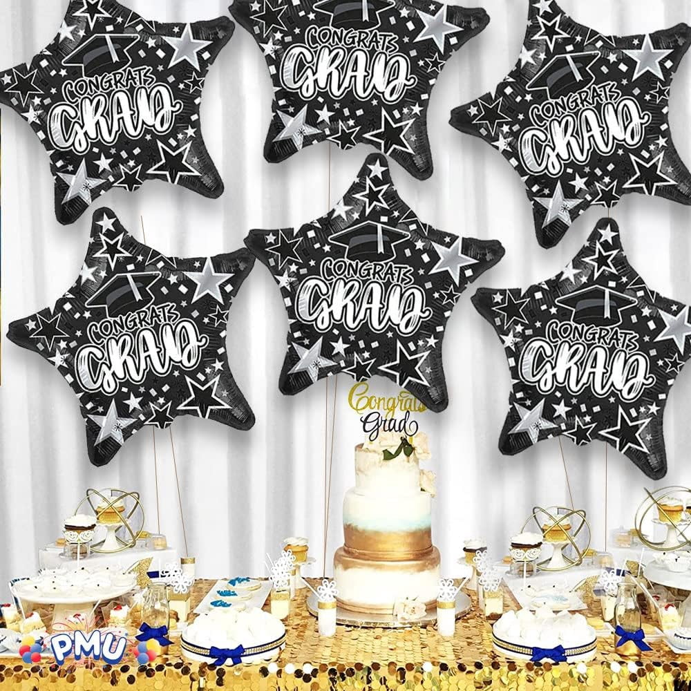 PMU Graduation Congrats Grad Star Mylar Balloon (Black, 18 in, 1 Pack) 5a4m5