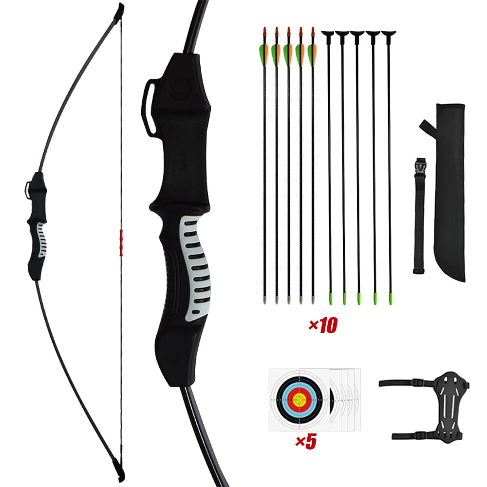 Runzkzy Youth Archery Bow Set for Recreational Shooting Practice (Black, 11 Piece Kit) cv3t1