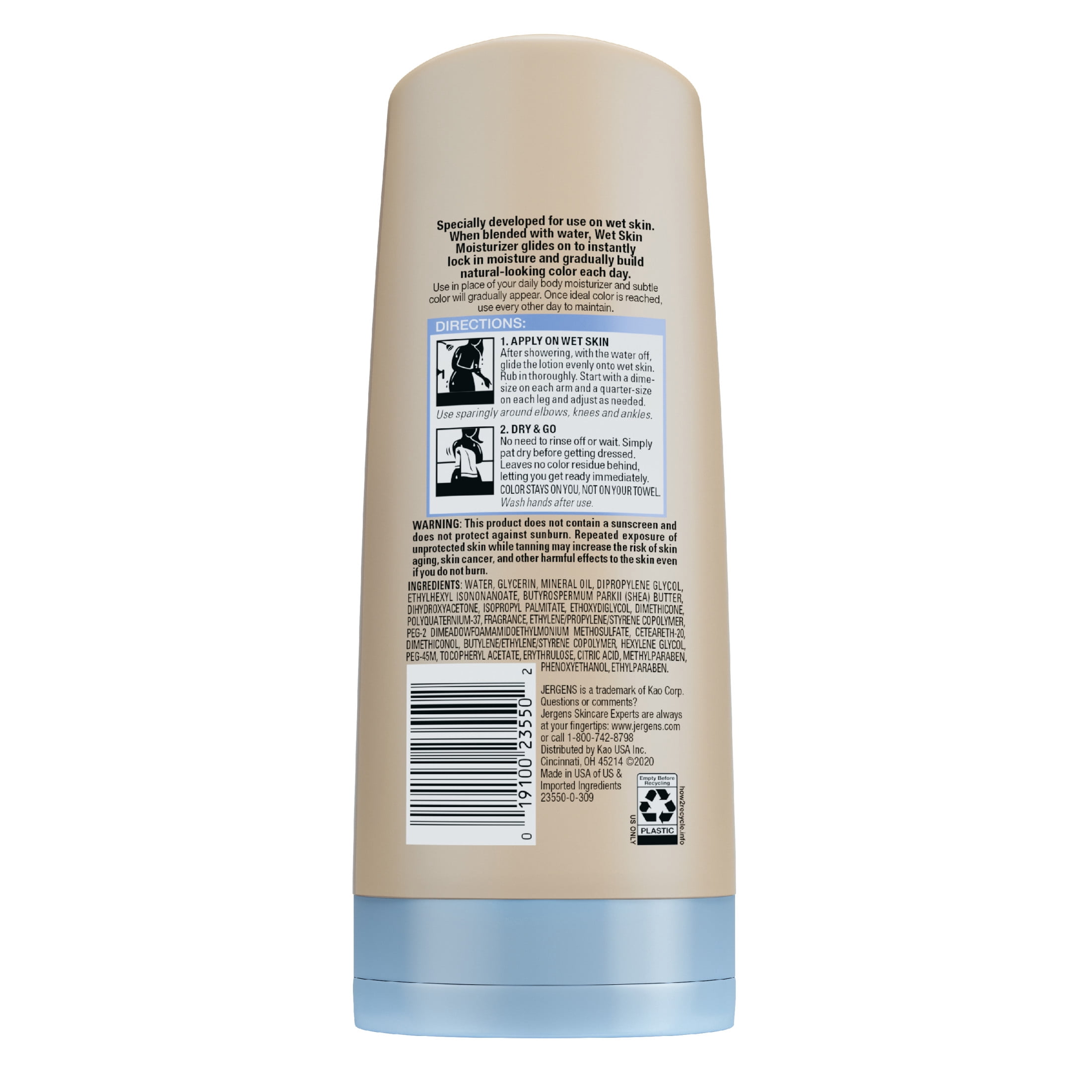 Jergens Natural Glow Wet Skin Moisturizer Self Tanner for Fair to Medium Skin (5 Pack, 7.5 fl oz) yfn7i