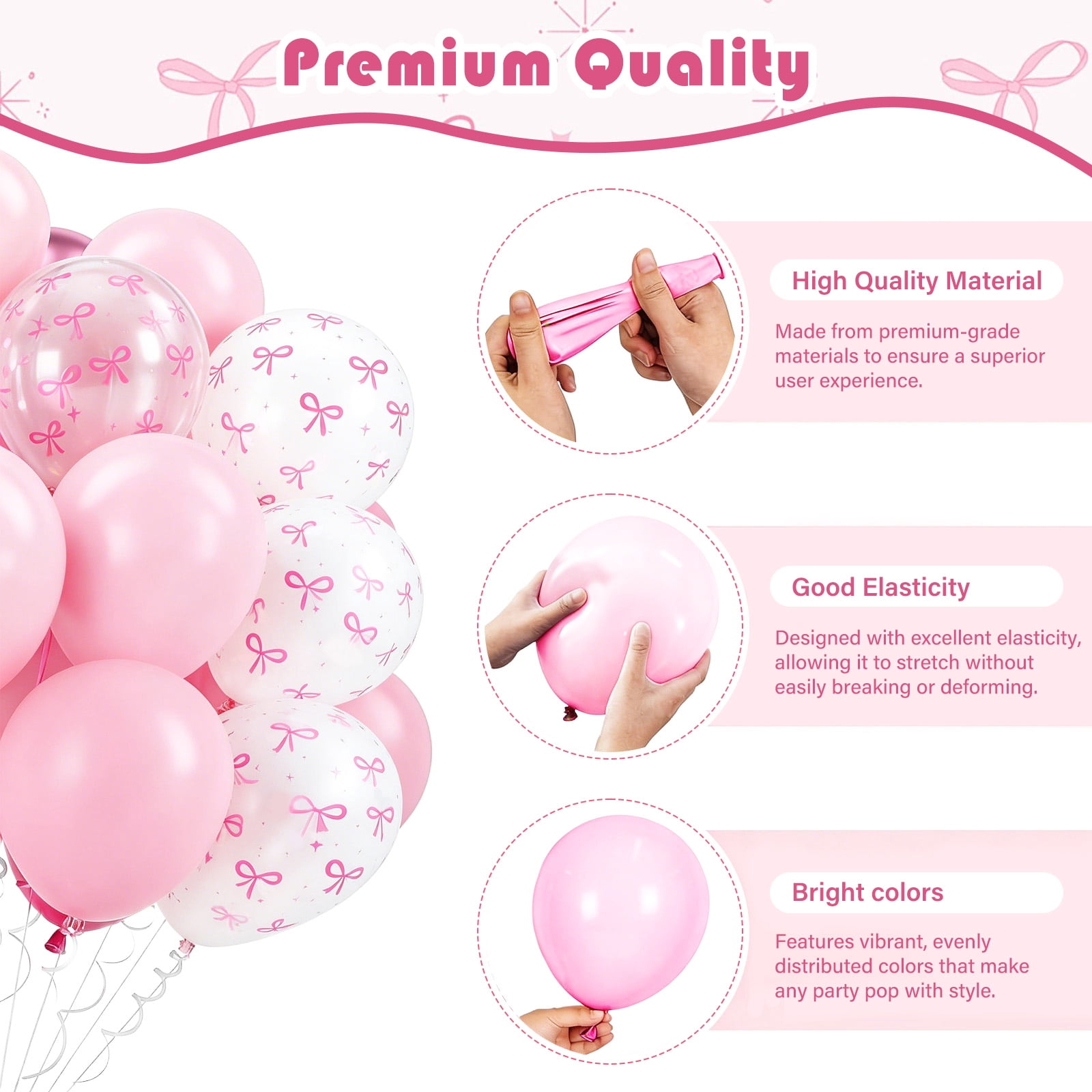 SMF Pink Bow Balloons Party Decoration Set (Pastel Pink, 35-Piece Pack) k7gzk
