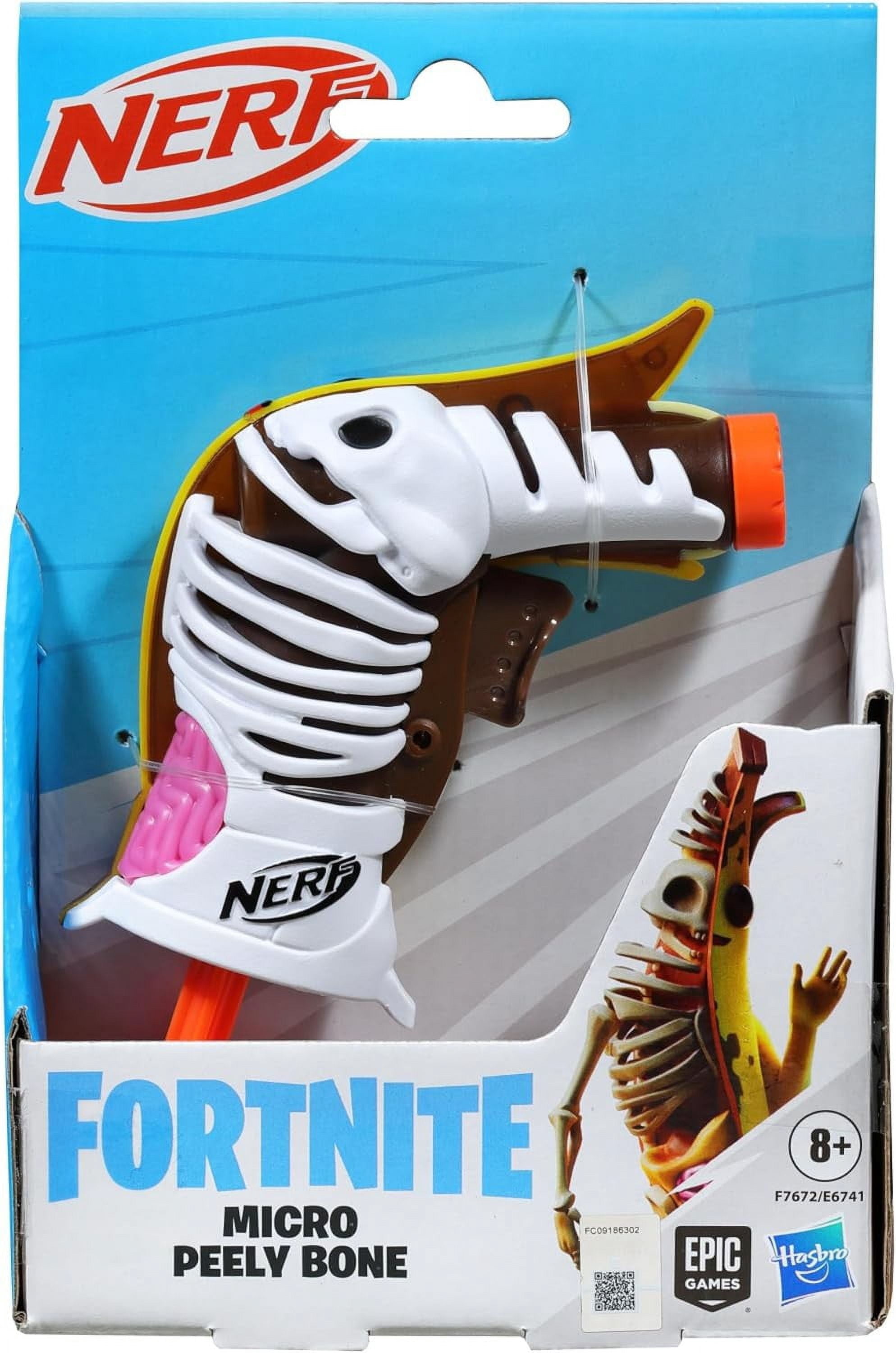 Hasbro NERF Fortnite Micro Peely Bone Dart Blaster with 2 Elite Foam Darts (White, 1 Pack) k5iki