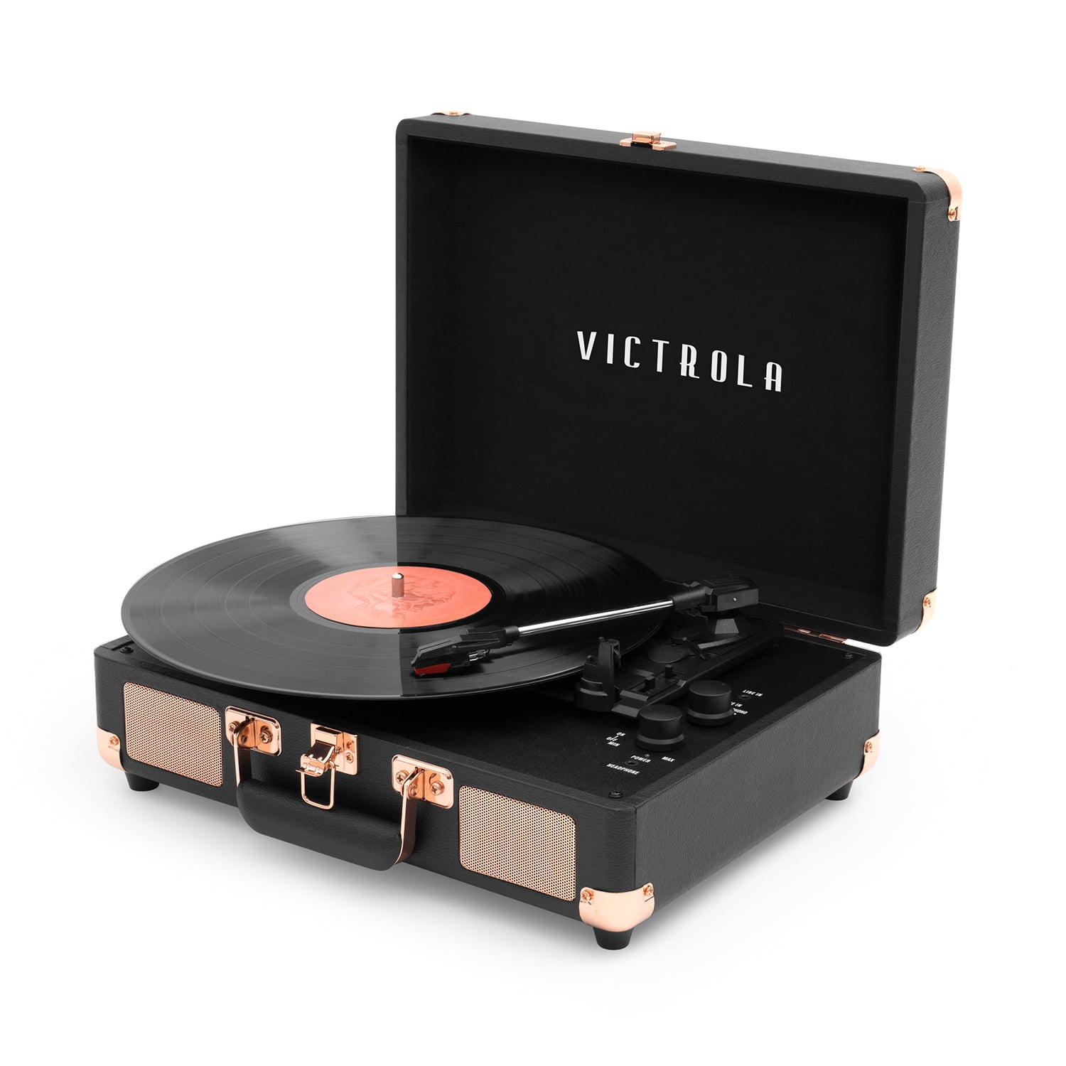 Victrola Journey Bluetooth Suitcase Record Player with 3-Speed Turntable (Black, 13.9 in x 10.1 in x 5 in) mjwk2