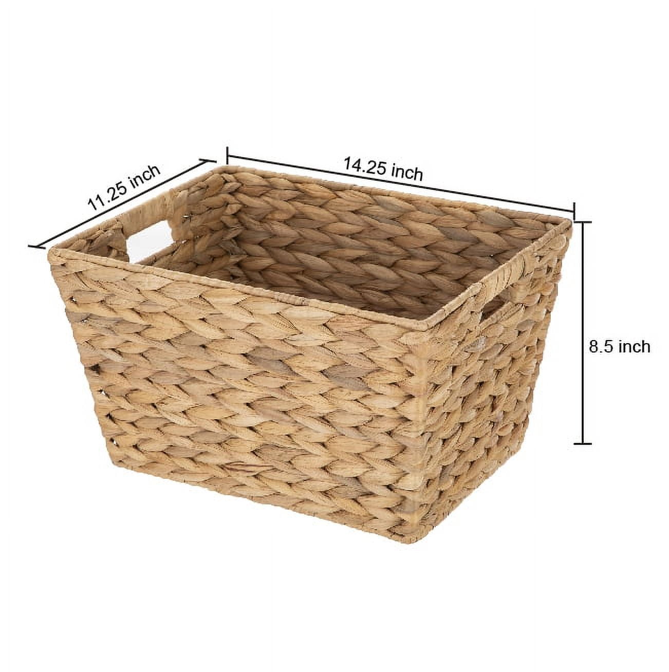 Better Homes & Gardens Large Water Hyacinth Decorative Storage Basket with Handles (White, 6 Pack, 14.25 in x 11.25 in x 8.5 in) rv2cy