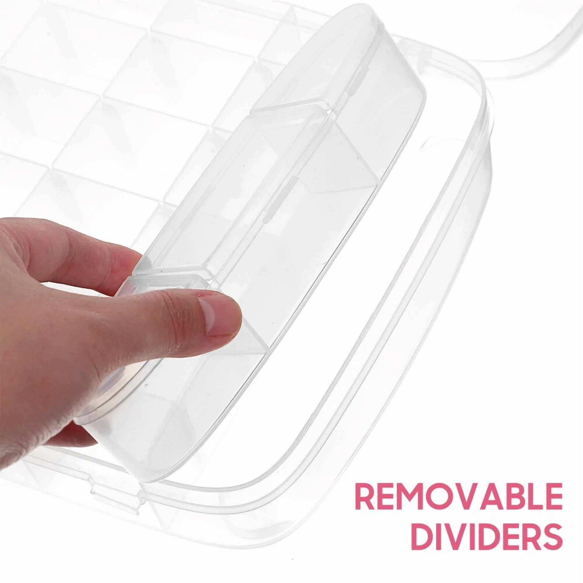 FLINT Craft Organizer Box with Adjustable Dividers (Clear, 12 in x 8 in x 2 in) 5j8e6
