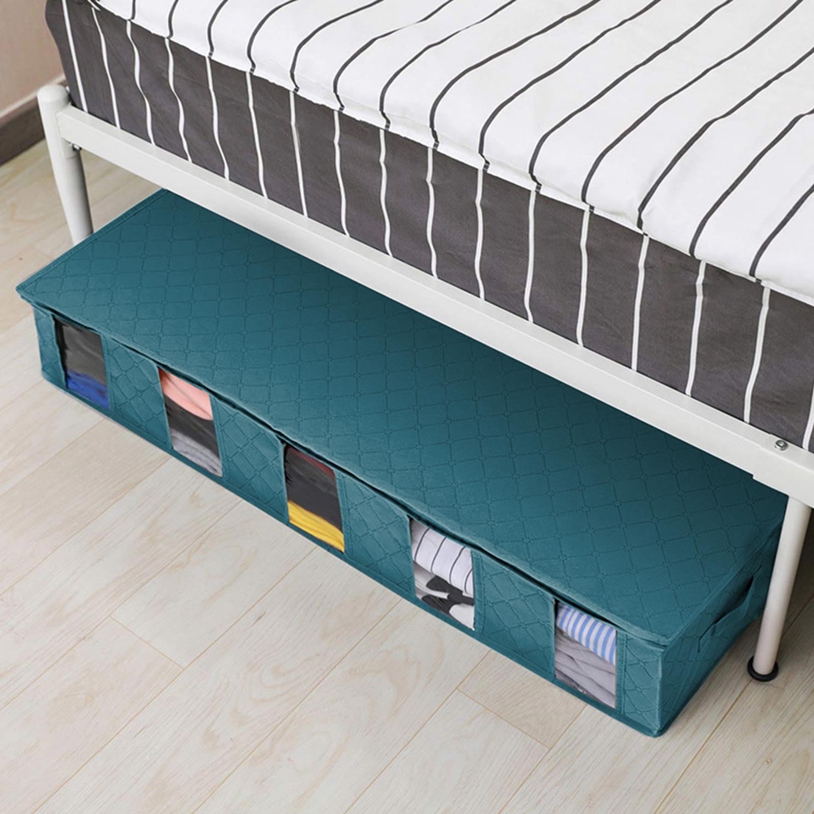 FNGZ Under Bed Storage Organizer with Reinforced Handles and Transparent Window (Blue, 38.79 x 12.99 x 5.90 in) bgbo5