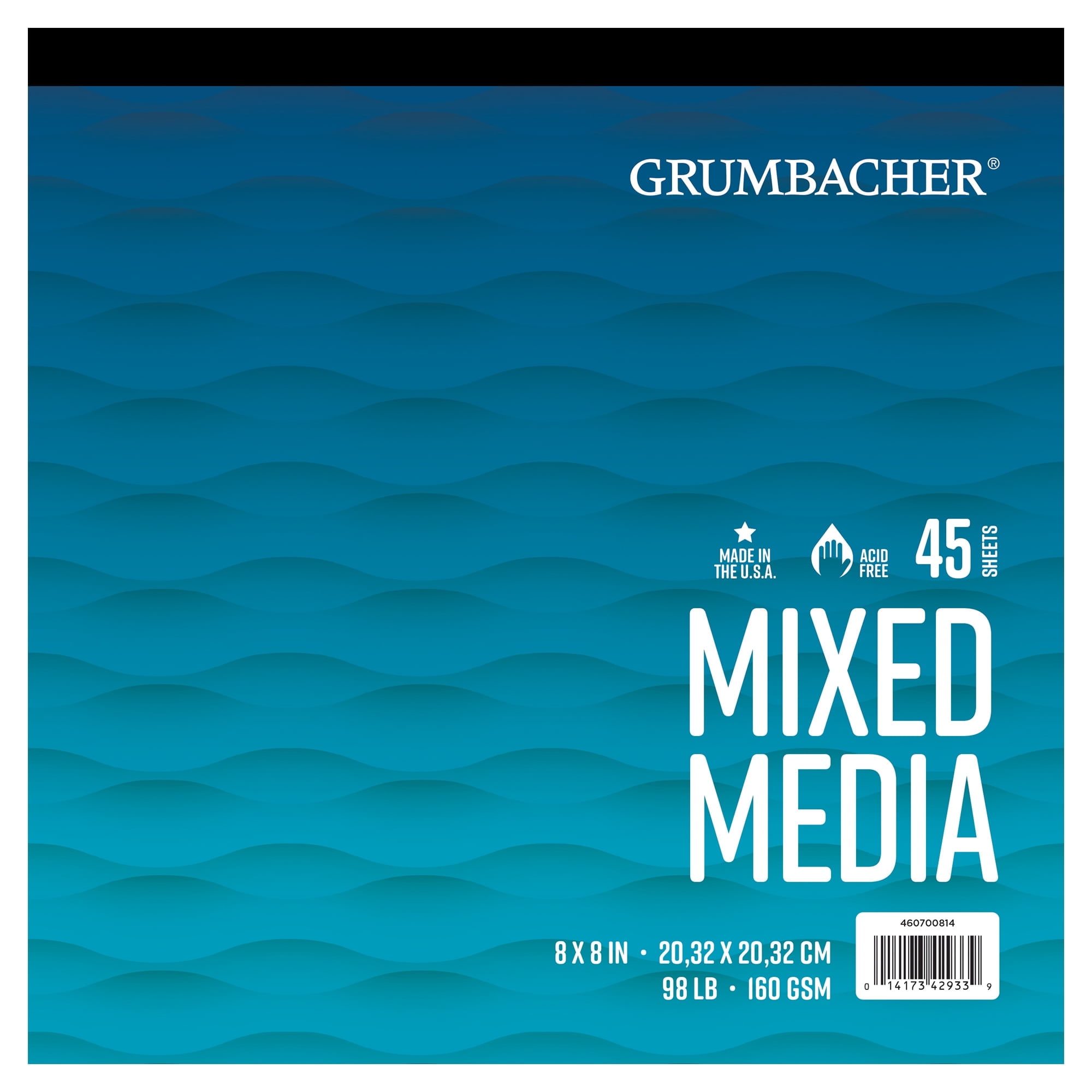 Grumbacher Mixed Media Paper Pad (White, 8 in x 8 in, 98 lb, 45 Sheets) 8p9ve