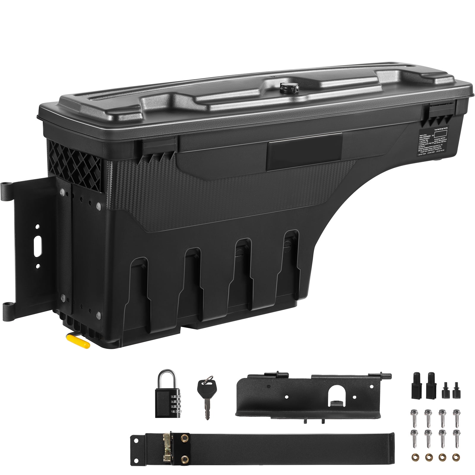 KFFKFF Truck Bed Storage Box, Waterproof ABS Wheel Well Tool Organizer with Password Padlock (Black, 6.6 gal) 5doil