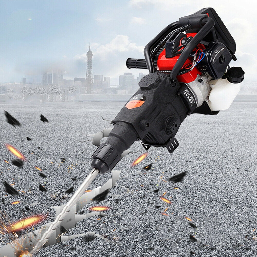 Fetcoi Gas Powered Demolition Jack Hammer 32.7CC 1.8kW Concrete Breaker (Black, 1.6 in Max Drilling Diameter) 3g9m7