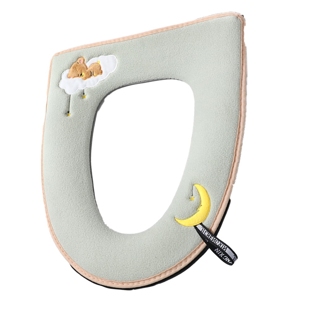 ENTASSER Washable Toilet Seat Cover (Soft Cotton, Zippered, Green, 17 in x 14.5 in) izukg