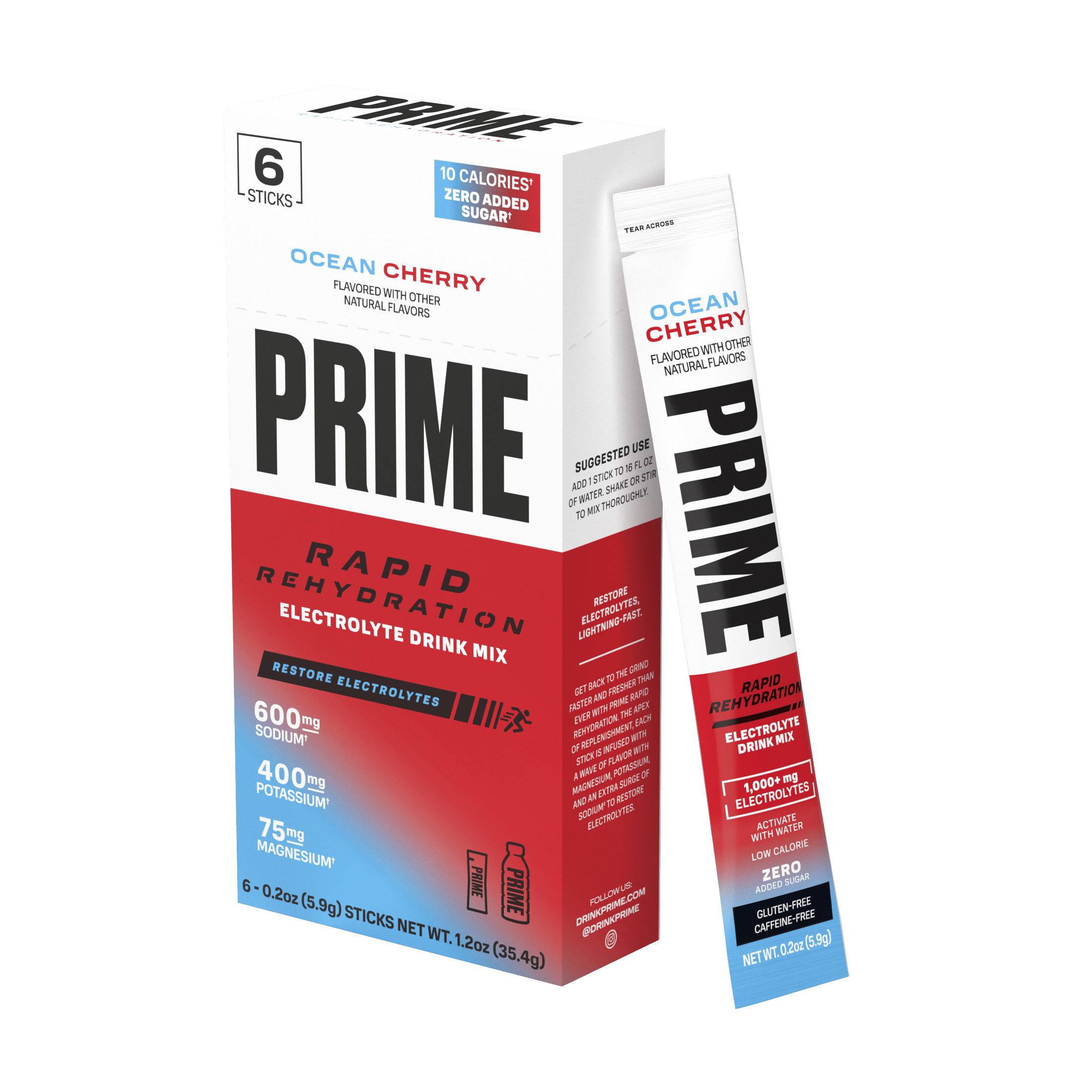 PRIME Rapid Rehydration Electrolyte Powder Sticks, Ocean Cherry (6 Count) dnv4o