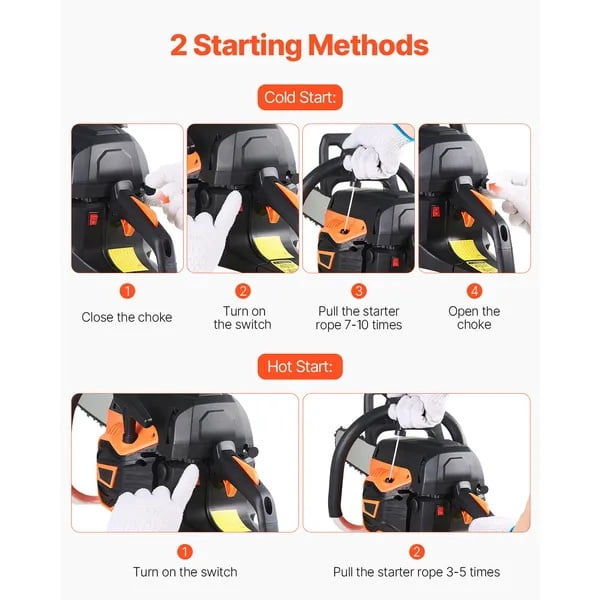 Generic 62cc Gas Chainsaw, 3.8 HP Professional Wood Cutting Tool with 20 in Guide Bar (Orange, 20 in) wf4f5