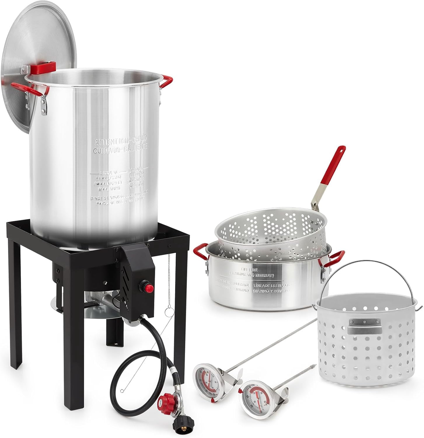 Rugerasy Outdoor Turkey and Fish Deep Fryer Combo Kit with Propane Burner (Black, 30 QT and 10 QT) jtx5j
