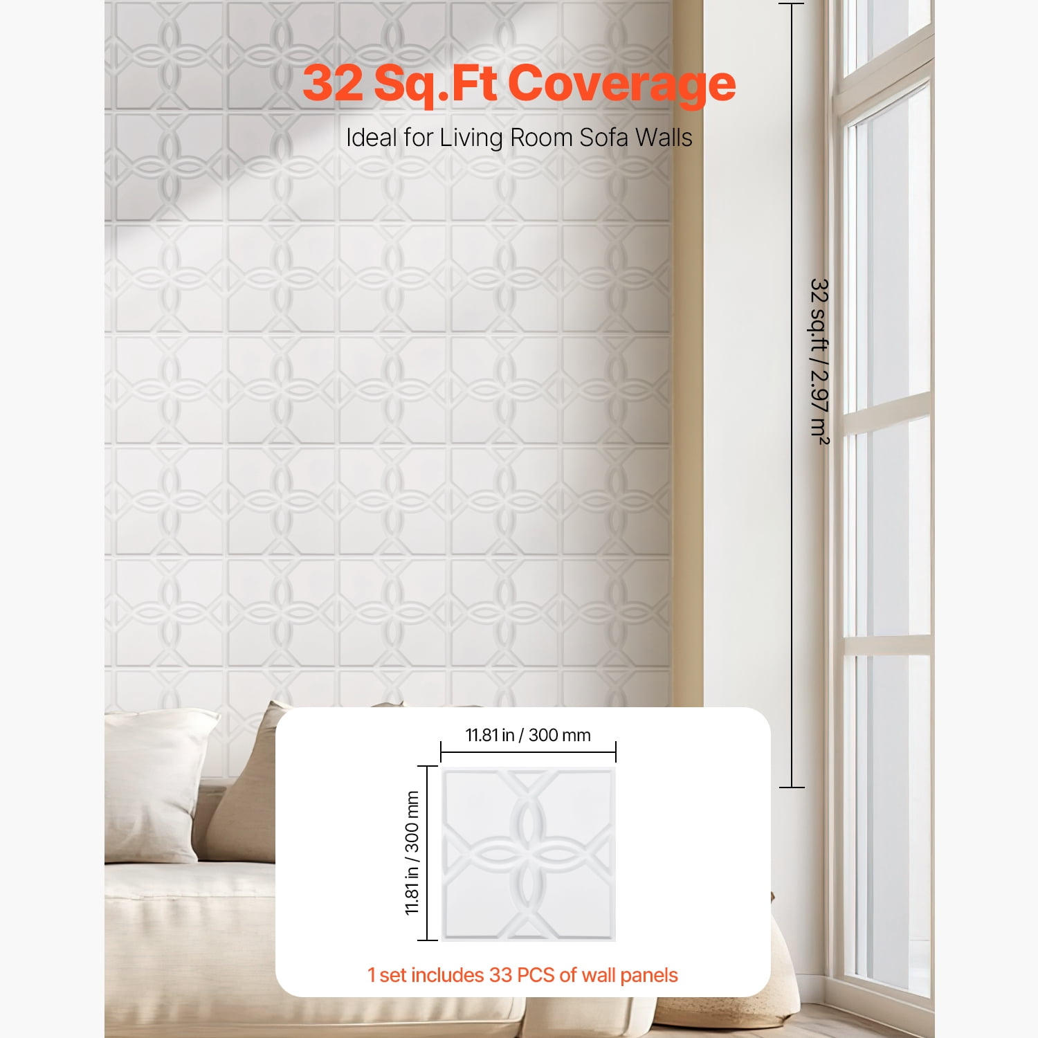 KFFKFF 3D Wall Panels, Decorative PVC Floral Wall Coverings for Home Decor (White, 33 Pack, 11.81 x 11.81 in) ykmi7