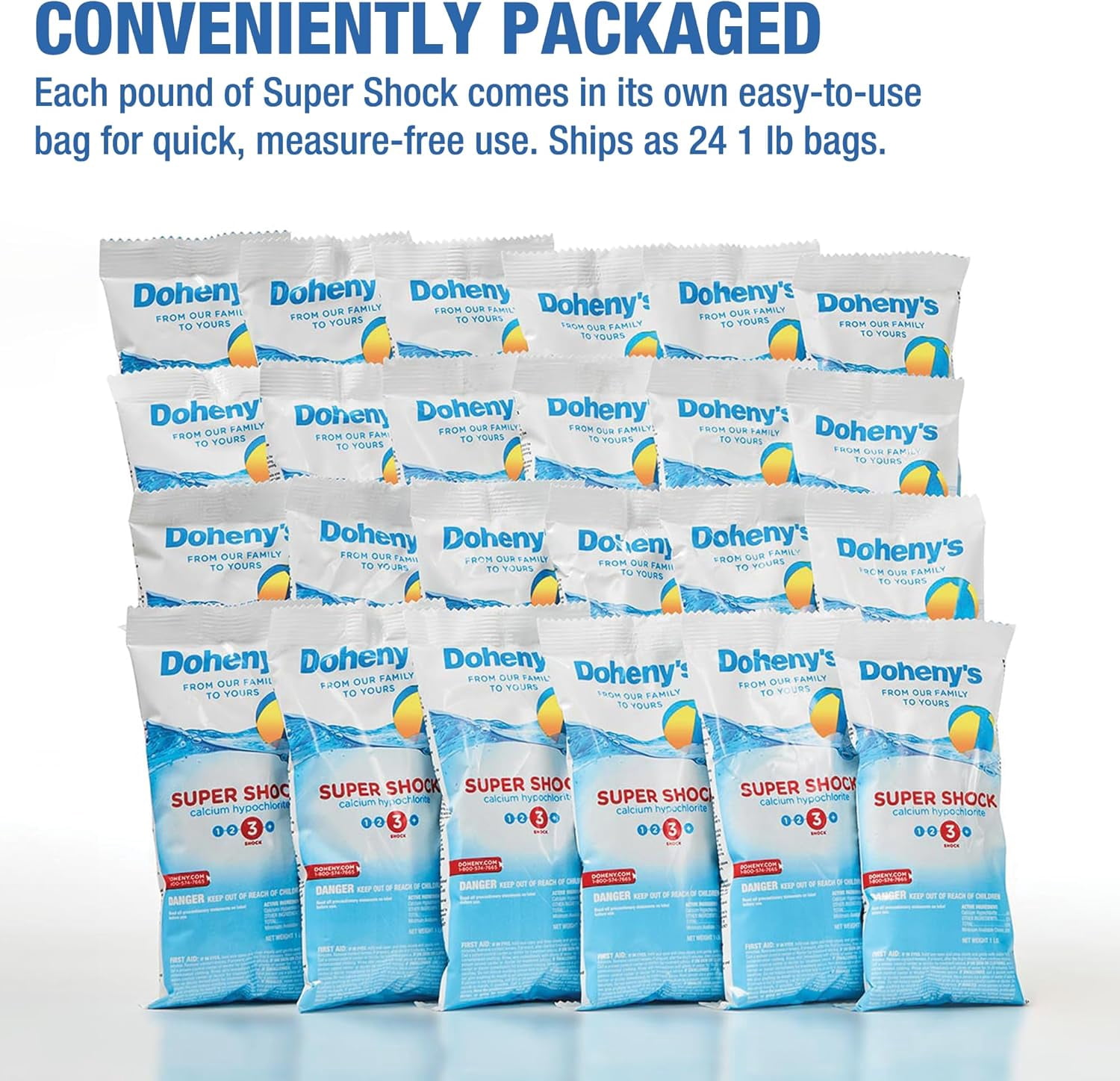Doheny's 68% Cal-Hypo Pool Shock, Fast-Dissolving Granular Chlorine (White, 24 lb Pack) yp63d