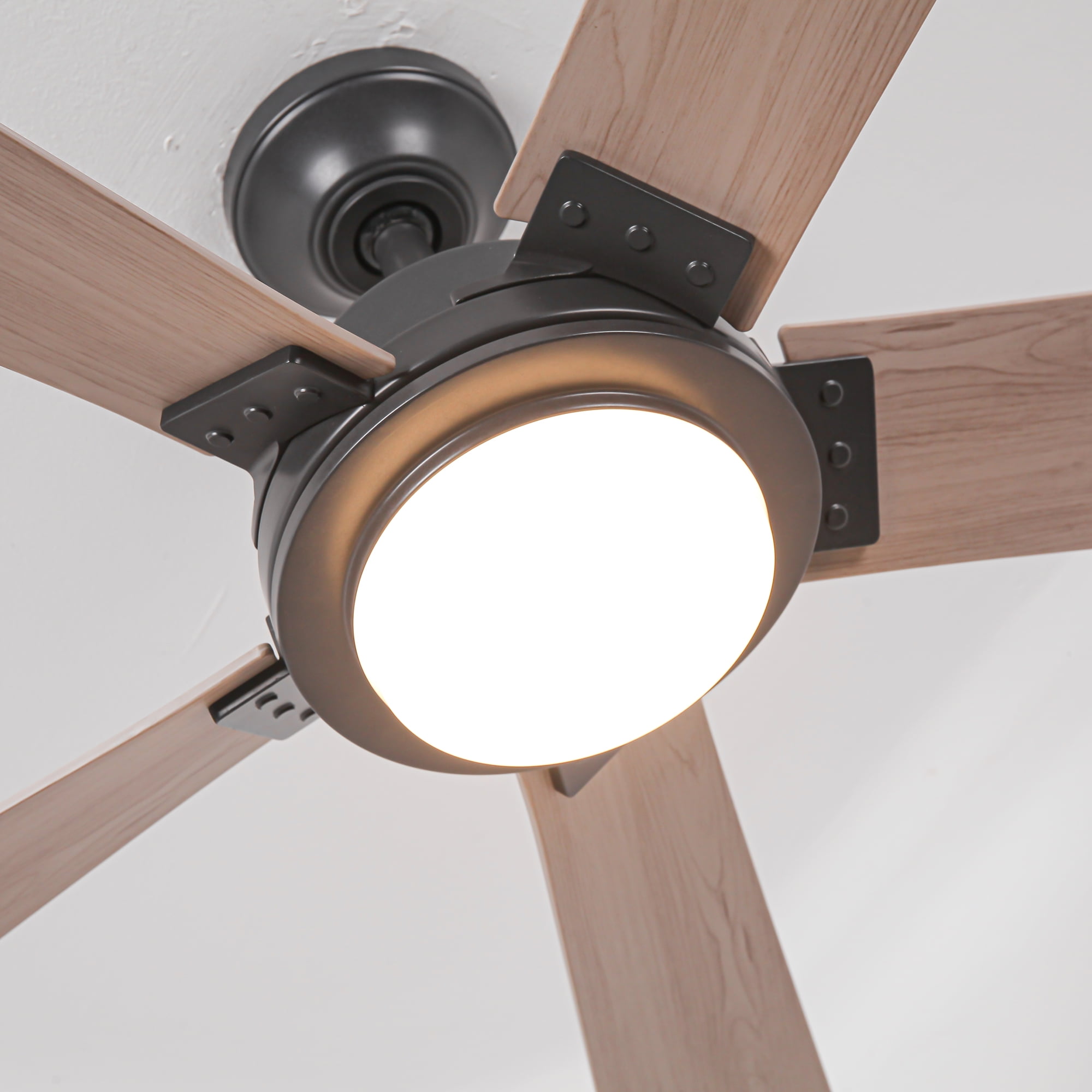 Parrot Uncle Farmhouse 52 in LED Ceiling Fan with Remote Control (Black, 52 in) 3nx14