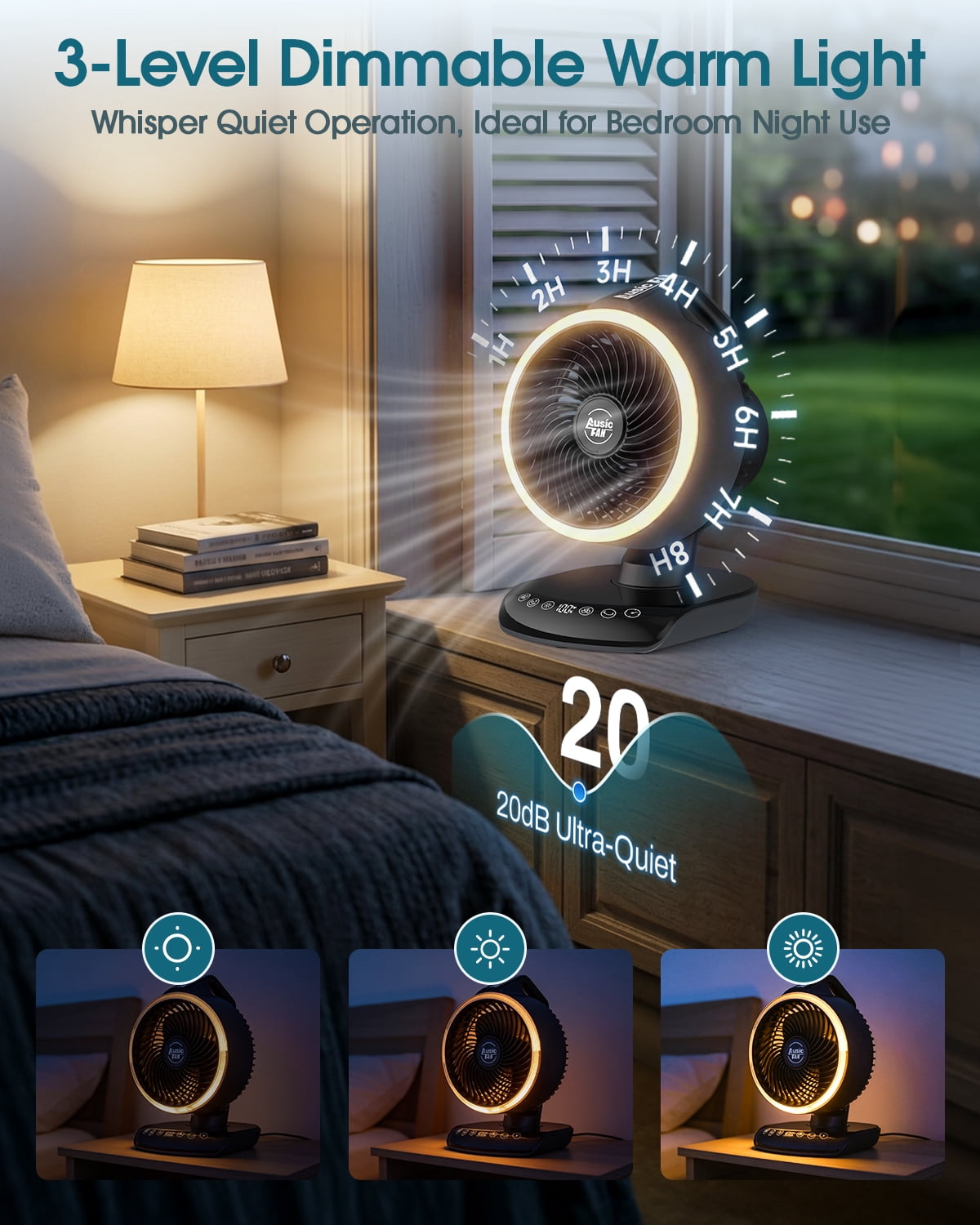 JINLICTE Portable Rechargeable Desk Fan with LED Light and Remote Control (5 Speeds, 30000mAh Battery) geu4j
