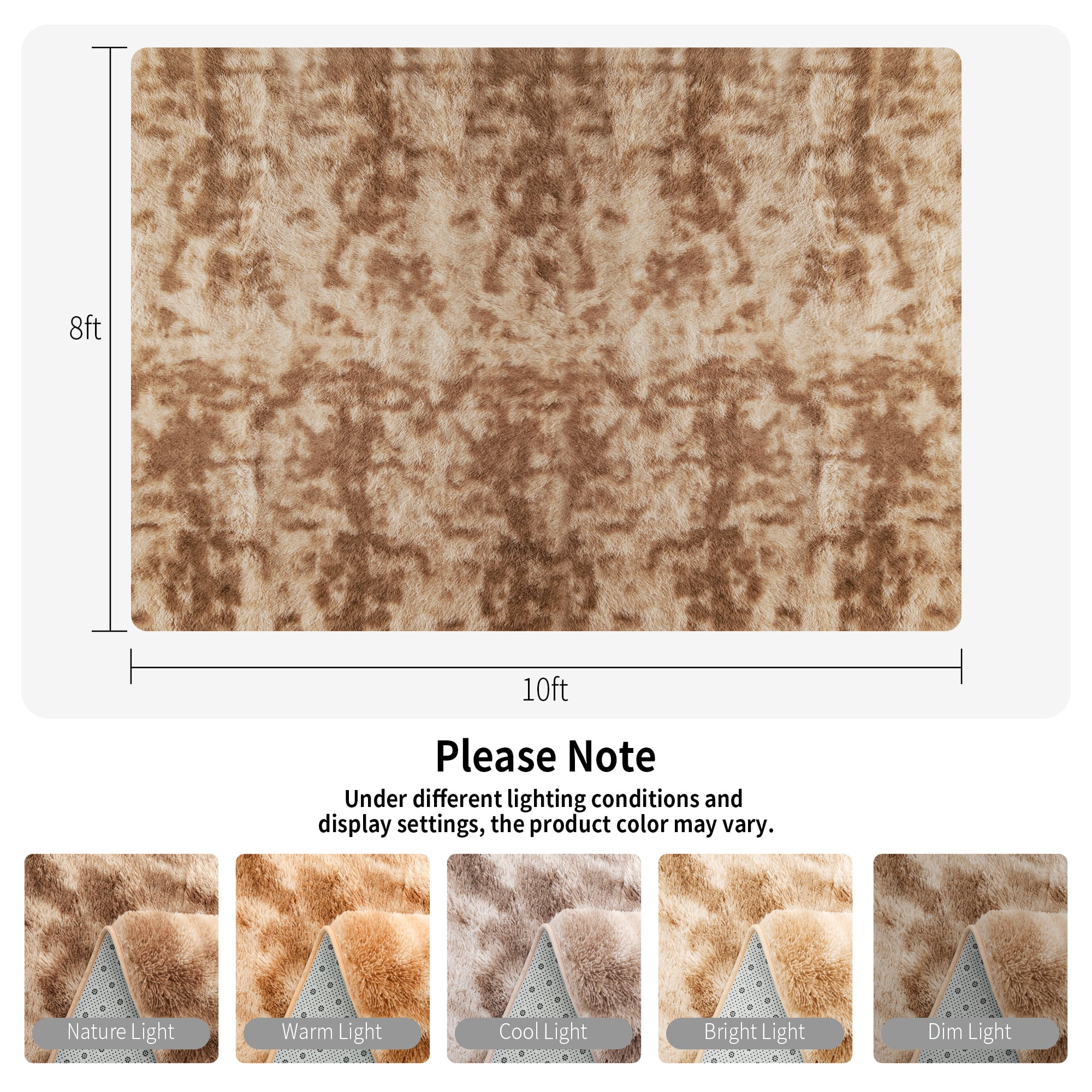 Cozydesg Soft Fluffy Area Rug, Modern Shaggy Velvet Floor Mat for Living Room and Bedroom (Beige, 8 ft x 10 ft) 3qz4p