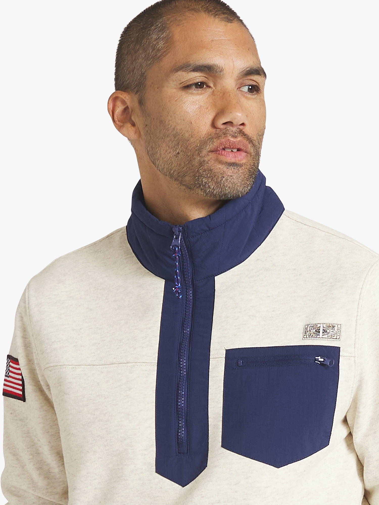 Chaps Men's Island French Terry Quarter Zip Sweatshirt (Beige, S) 9mhm0