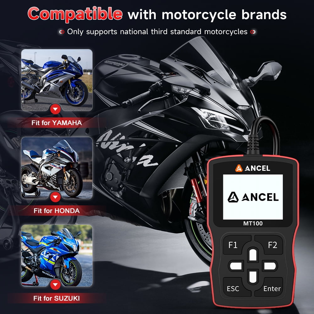 ANCEL MT100 Motorcycle Diagnostic Scan Tool OBD2 Code Reader (Clear, 1 Pack) q32gt