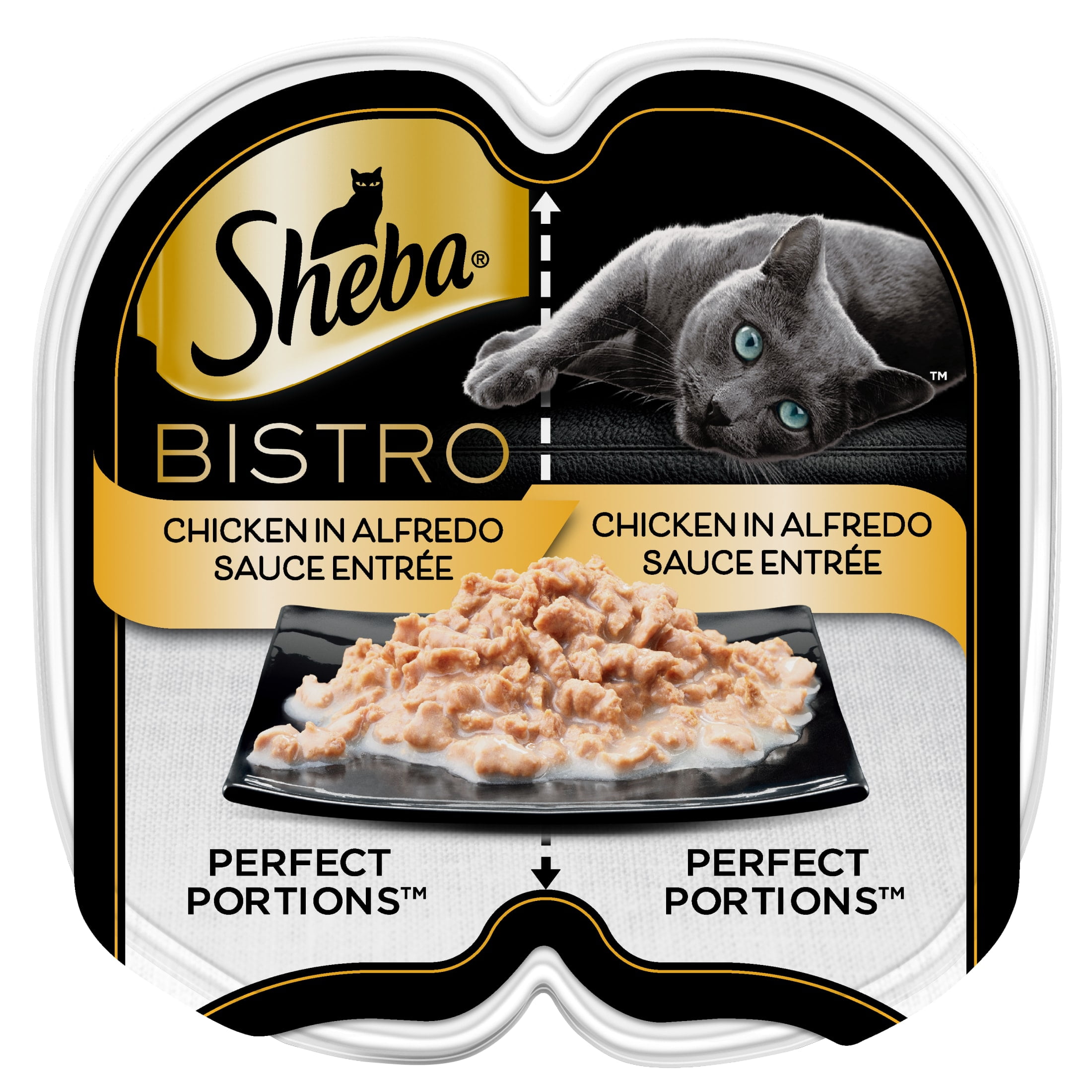 SHEBA Perfect Portions Bistro Adult Wet Cat Food, Chicken in Alfredo Sauce Entree (2.6 oz Twin-Pack Tray) a680i