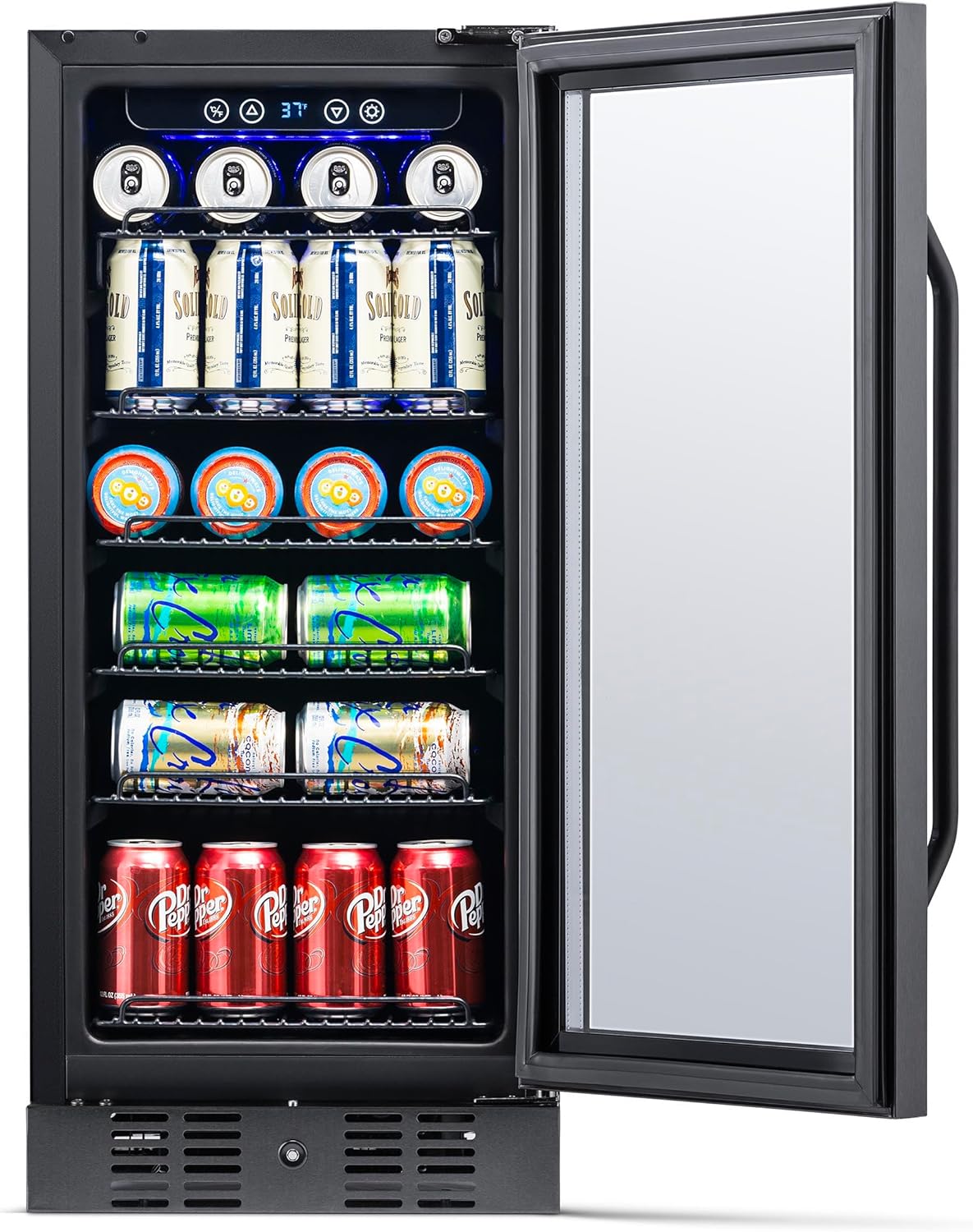 NewAir 15 in Built-in Beverage Refrigerator, Compact Under-Counter Cooler with Digital Thermostat (Black, 96-Capacity) vnykv