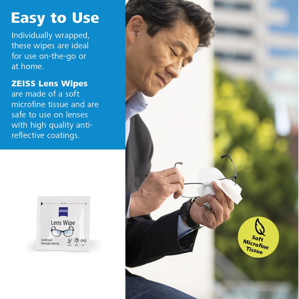 ZEISS Pre-Moistened Eyeglass Lens Cleaning Wipes (Clear, 100 Count) hm9mk