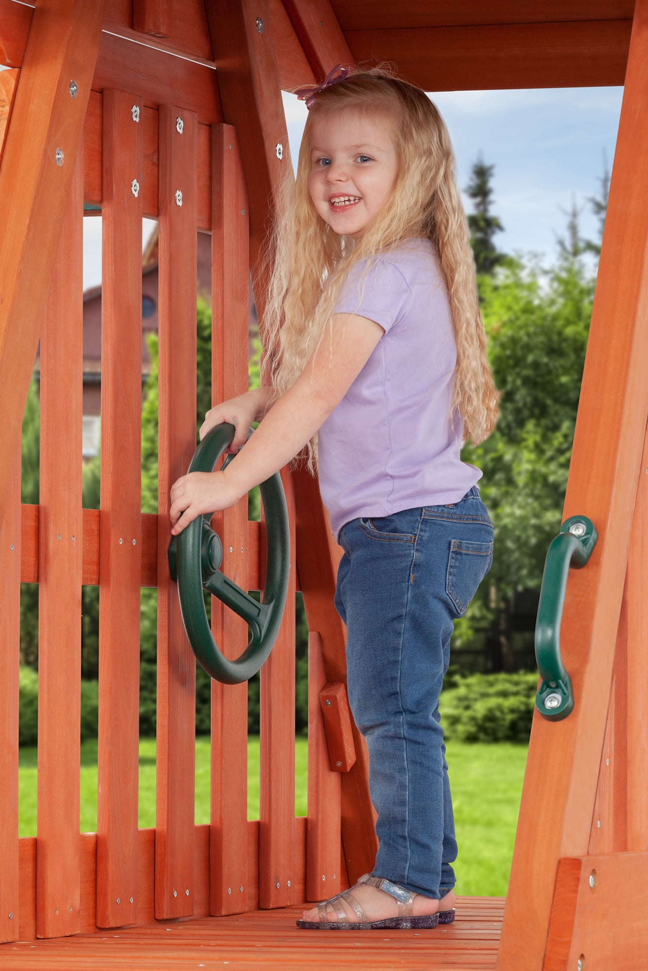 Creative Cedar Designs Cedar Chalet Wooden Swingset (Brown, Residential Outdoor Playset) 8zoi2