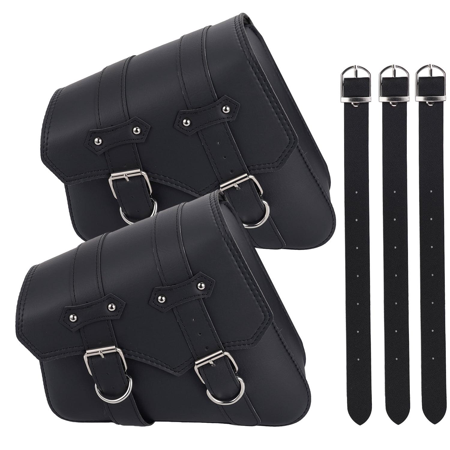 XiongXiong Motorcycle Saddlebags Waterproof PU Leather Side Panniers for Cruiser Biker (Black, 11.4 x 9.4 x 5.1 in, 1 Pair) p1sji