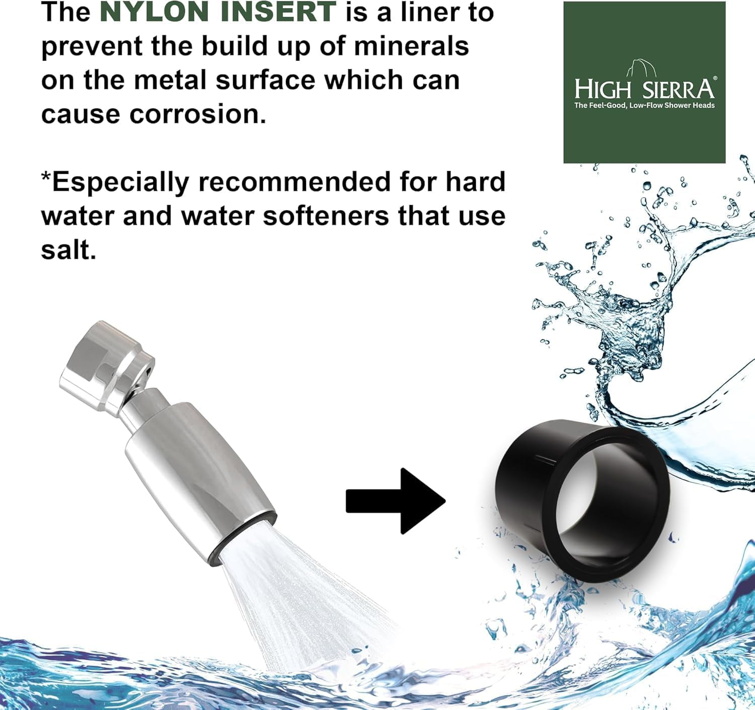 High Sierra Showerheads Solid Metal 2.0 Low Flow Handheld Shower Head Kit (Polished Chrome, 72 in Hose) sjlkg