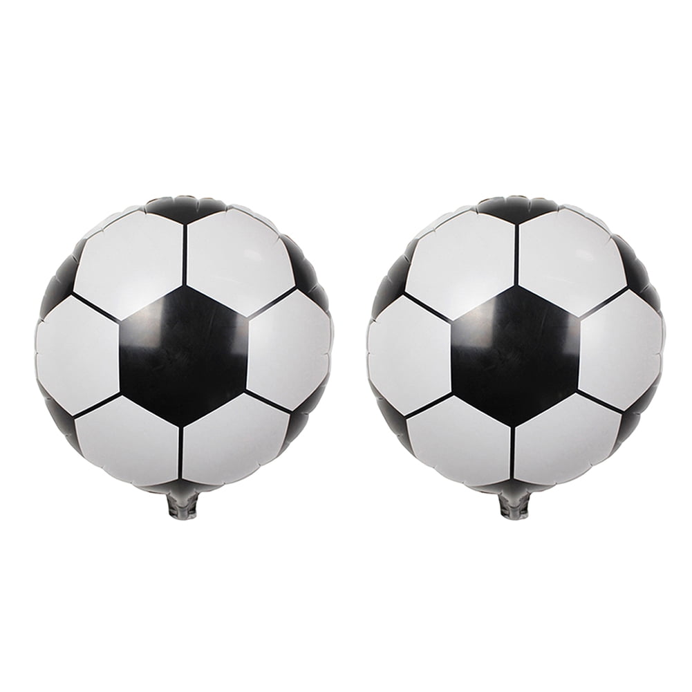 Hevirgo Round Foil Soccer Ball Balloons for Sports Theme Party Decorations (Black and White, 5 Pack) 8chdc