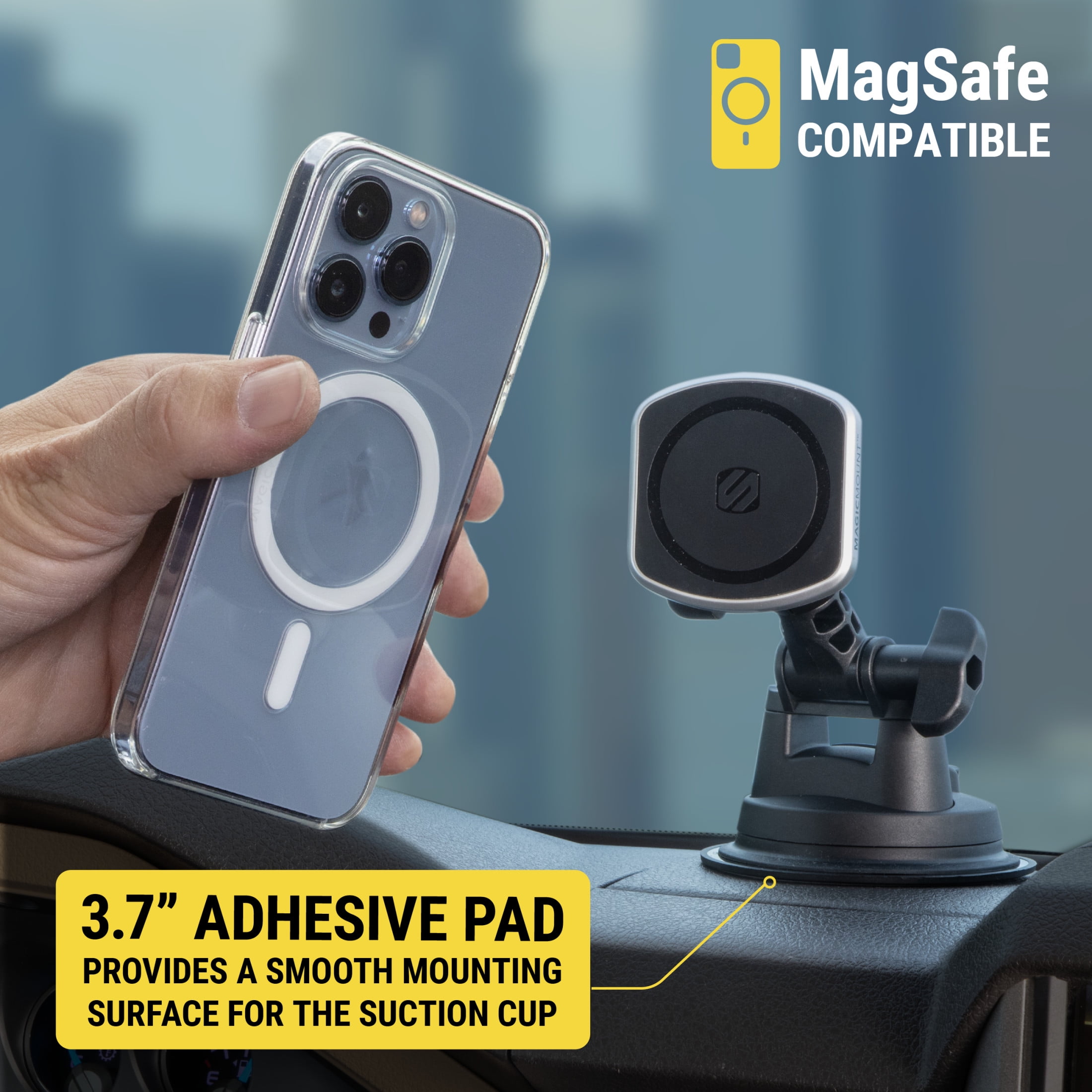 Scosche MagicMount Pro2 Heavy Duty Magnetic Phone Mount for Windshield and Dashboard (Black, 3 lb Capacity) zjqhu