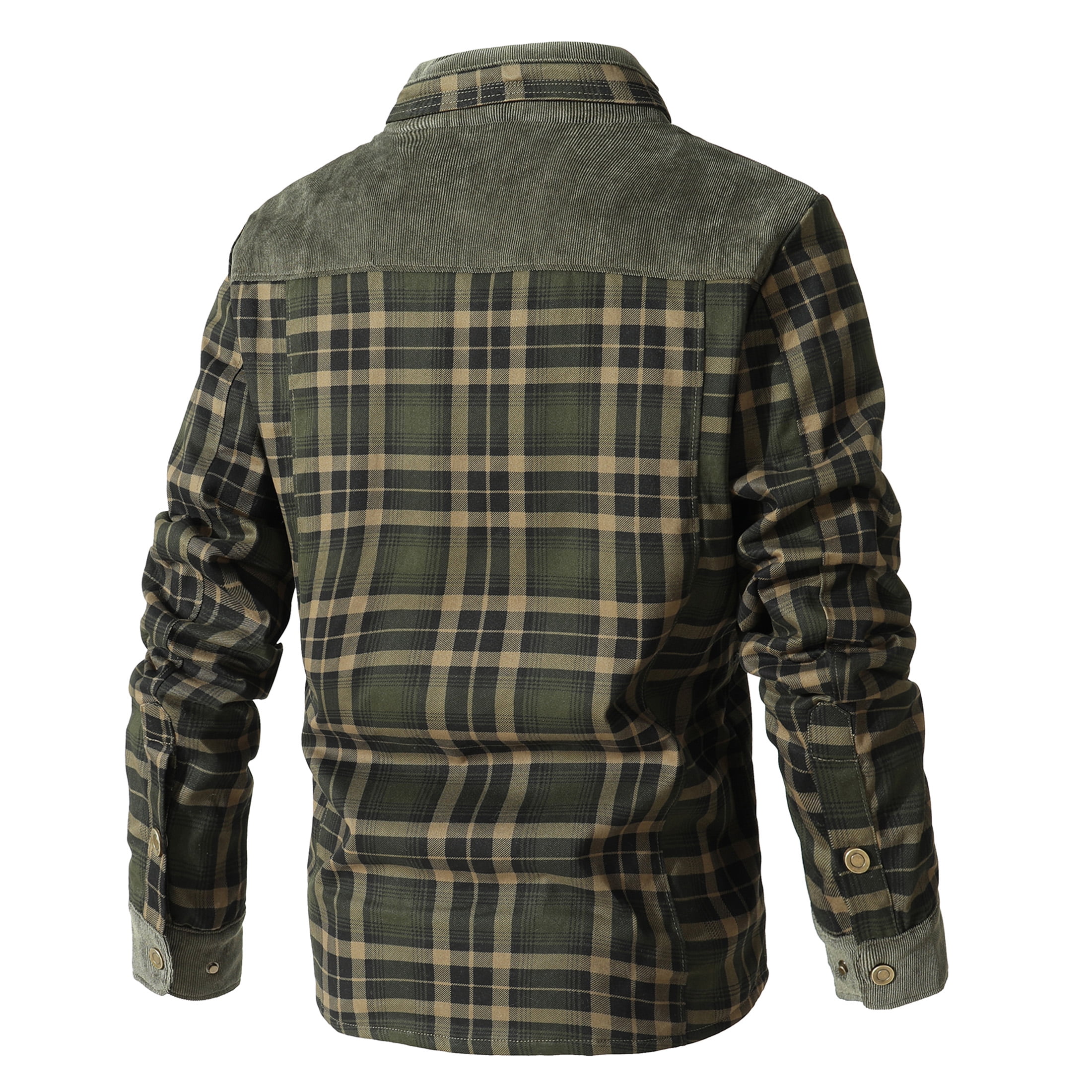 Zaitun Men's Flannel Jacket Plaid Sherpa Lined Shirt Snap Button Winter Coat (Green, XL) ap2qu