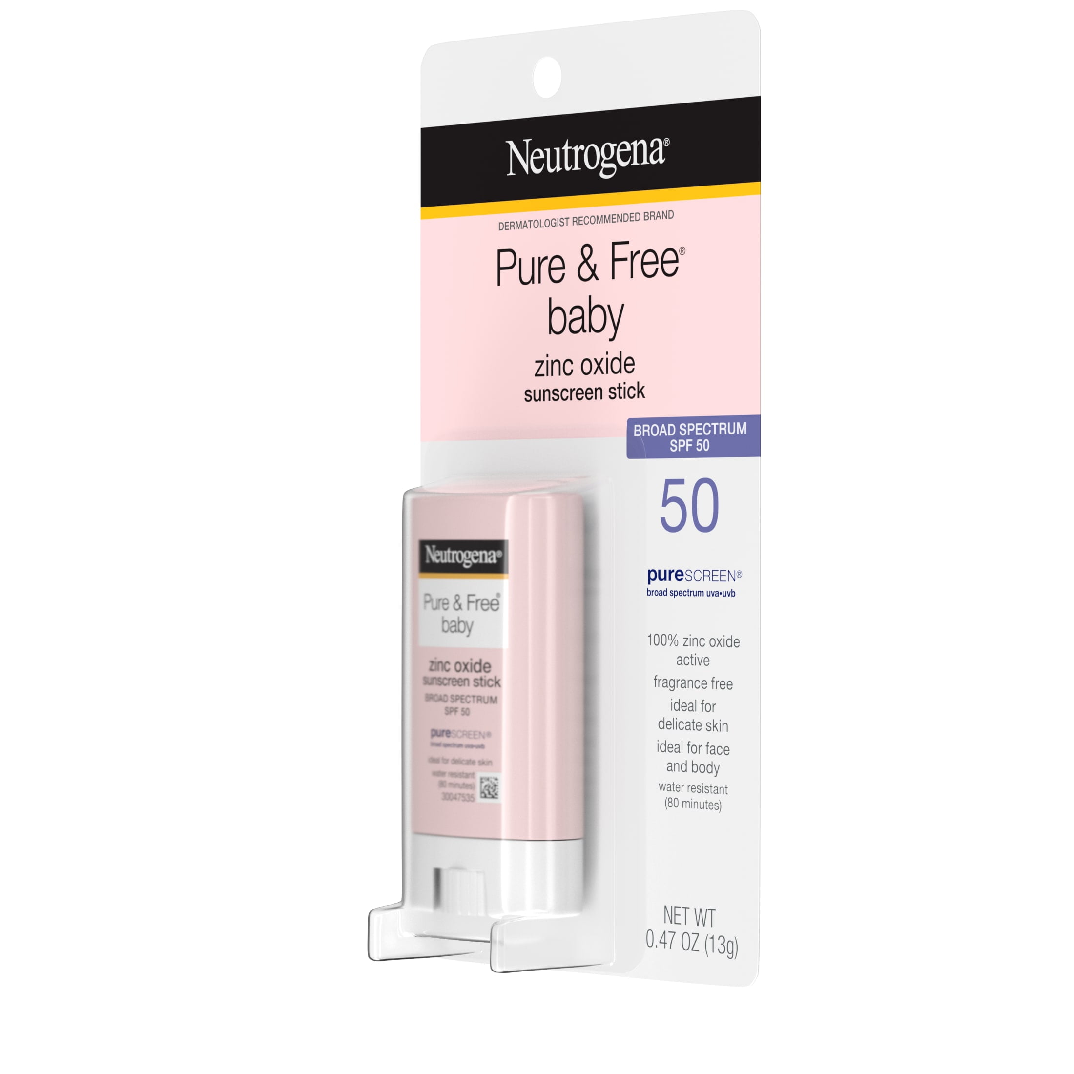 Neutrogena Pure & Free Baby Mineral Sunscreen Stick, Broad Spectrum SPF 50 (0.47 oz) o0gnv