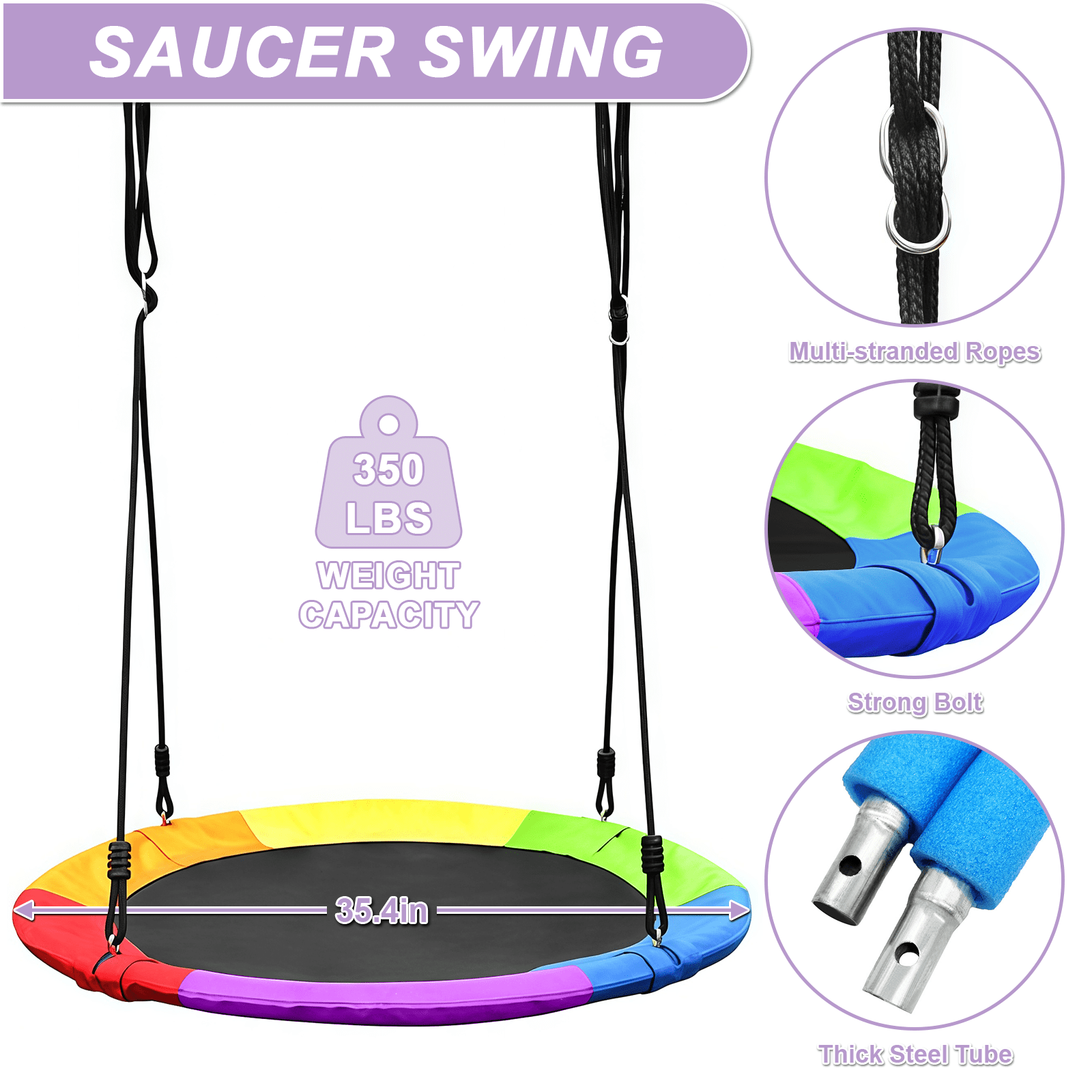 G TALECO GEAR Saucer Swing Set with Stand, Heavy-Duty Indoor Outdoor Kids Play Equipment (35 in, 330 lb) 5bg60