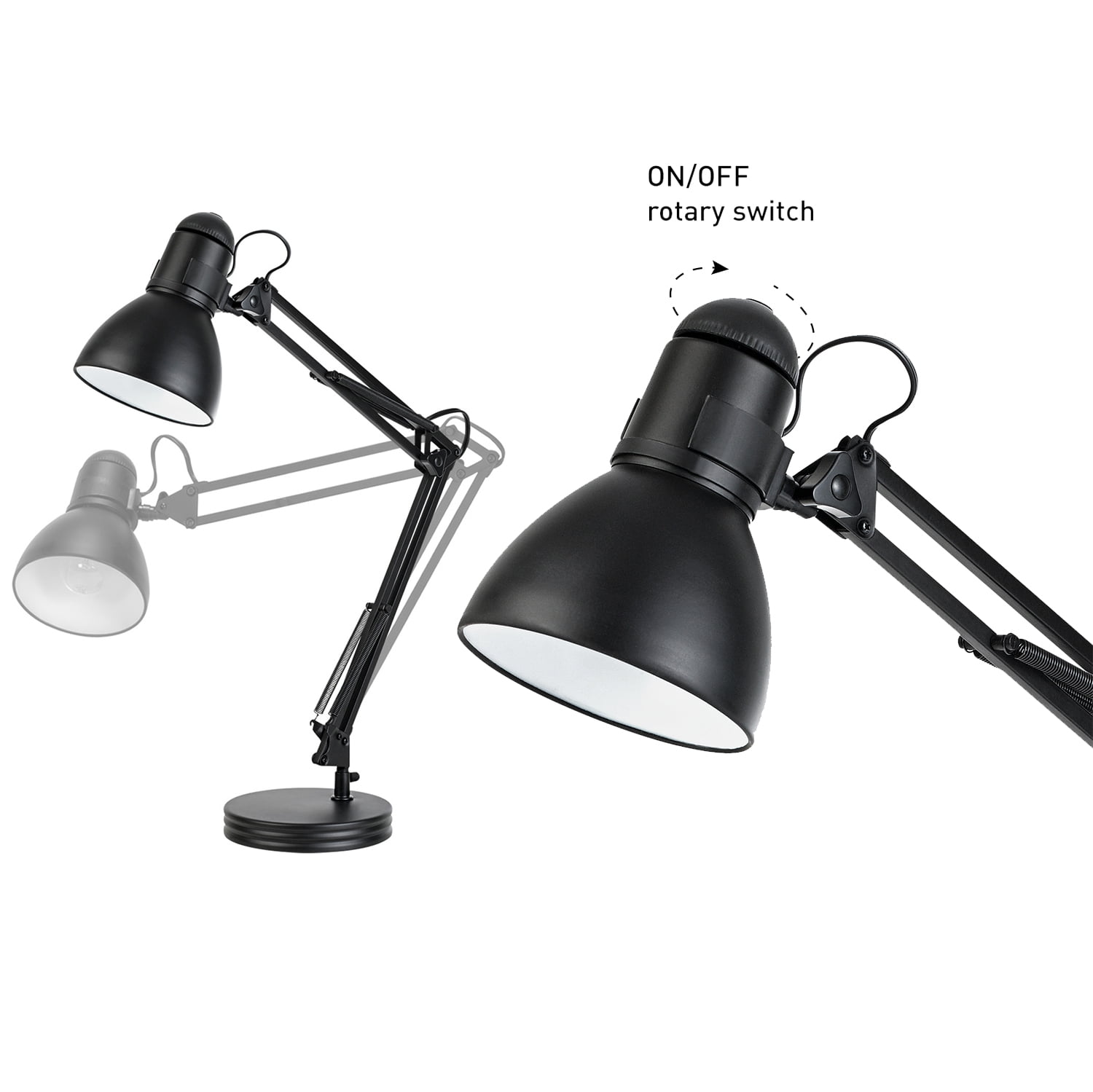 Globe Electric Architect Swing Arm Desk Lamp, Adjustable Heavy Base Task Light (Black, 28 in) zyezs