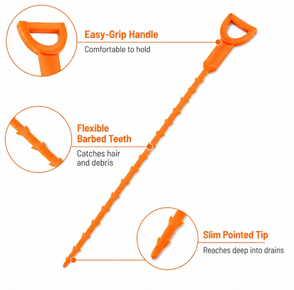 TIKA Drain Cleaning Tool Set, Flexible Snake Clog Remover for Bathroom Sink and Shower (6 Pack, 25 in) 86163